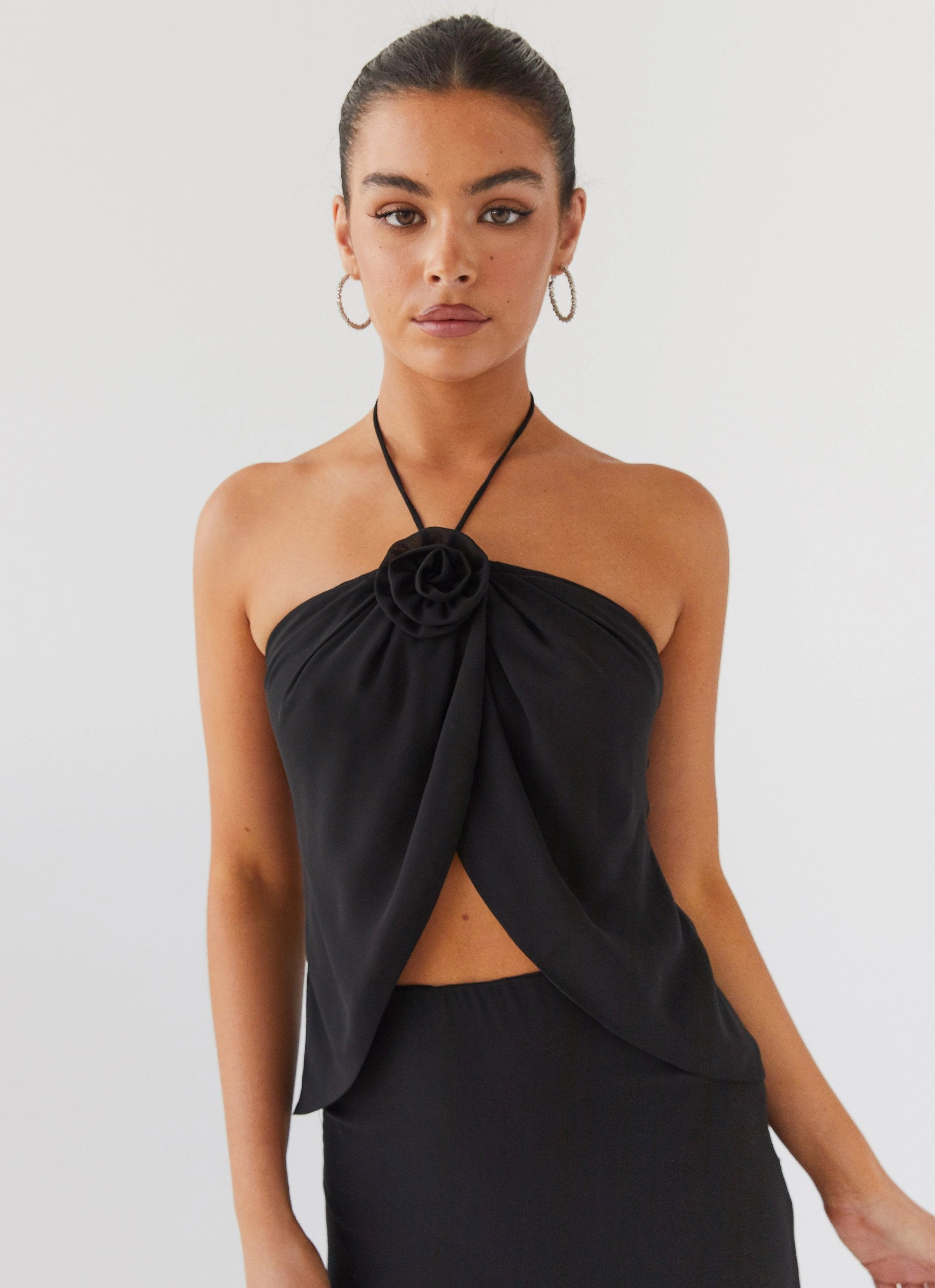 Nightfall Rose Tie Top - Midnight Durable Reinforced Elbow Patches Slim Fit Design
