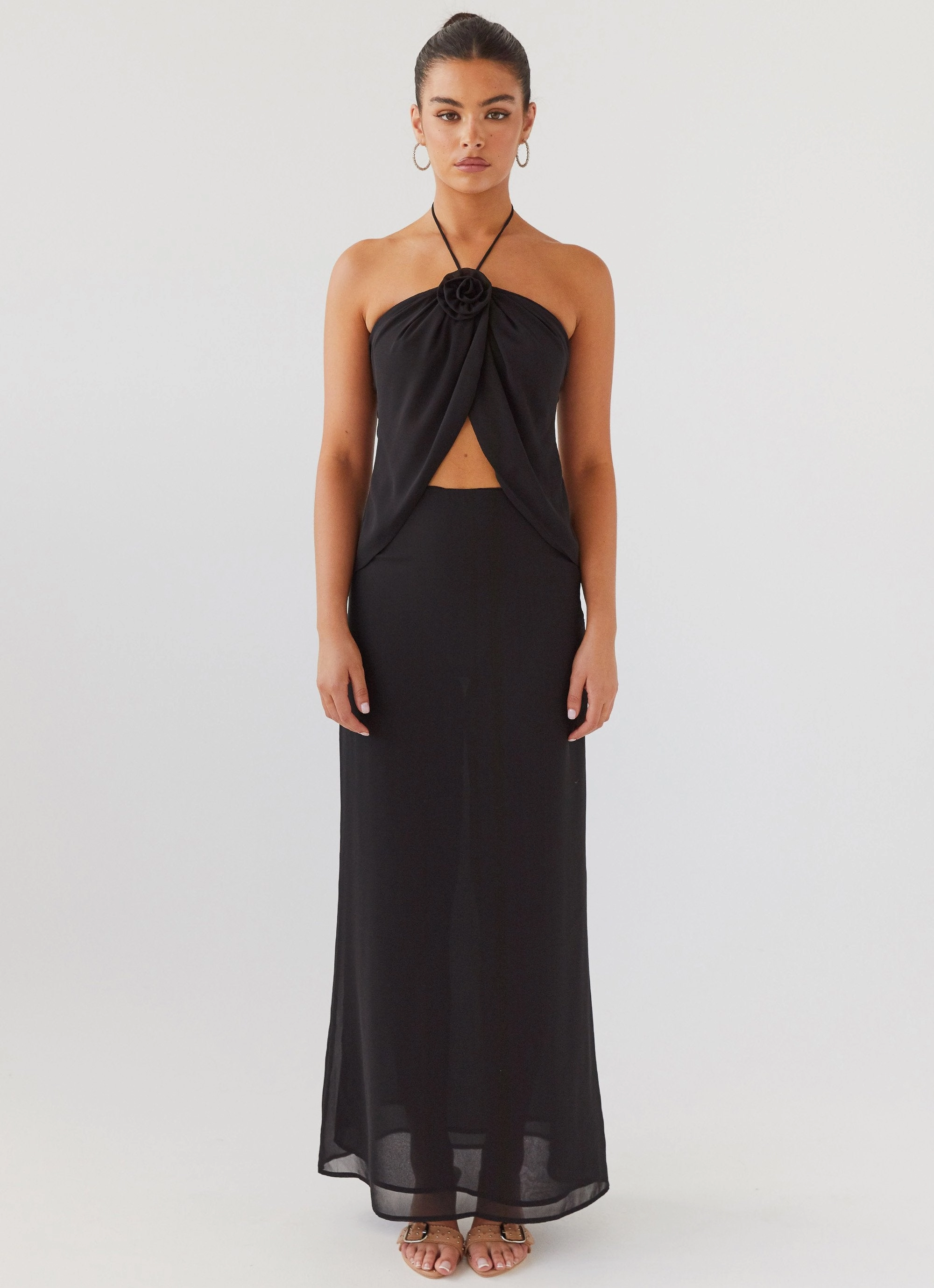 Nightfall Rose Tie Top - Midnight ReinforcedArmholes Sweat Absorbing Lining