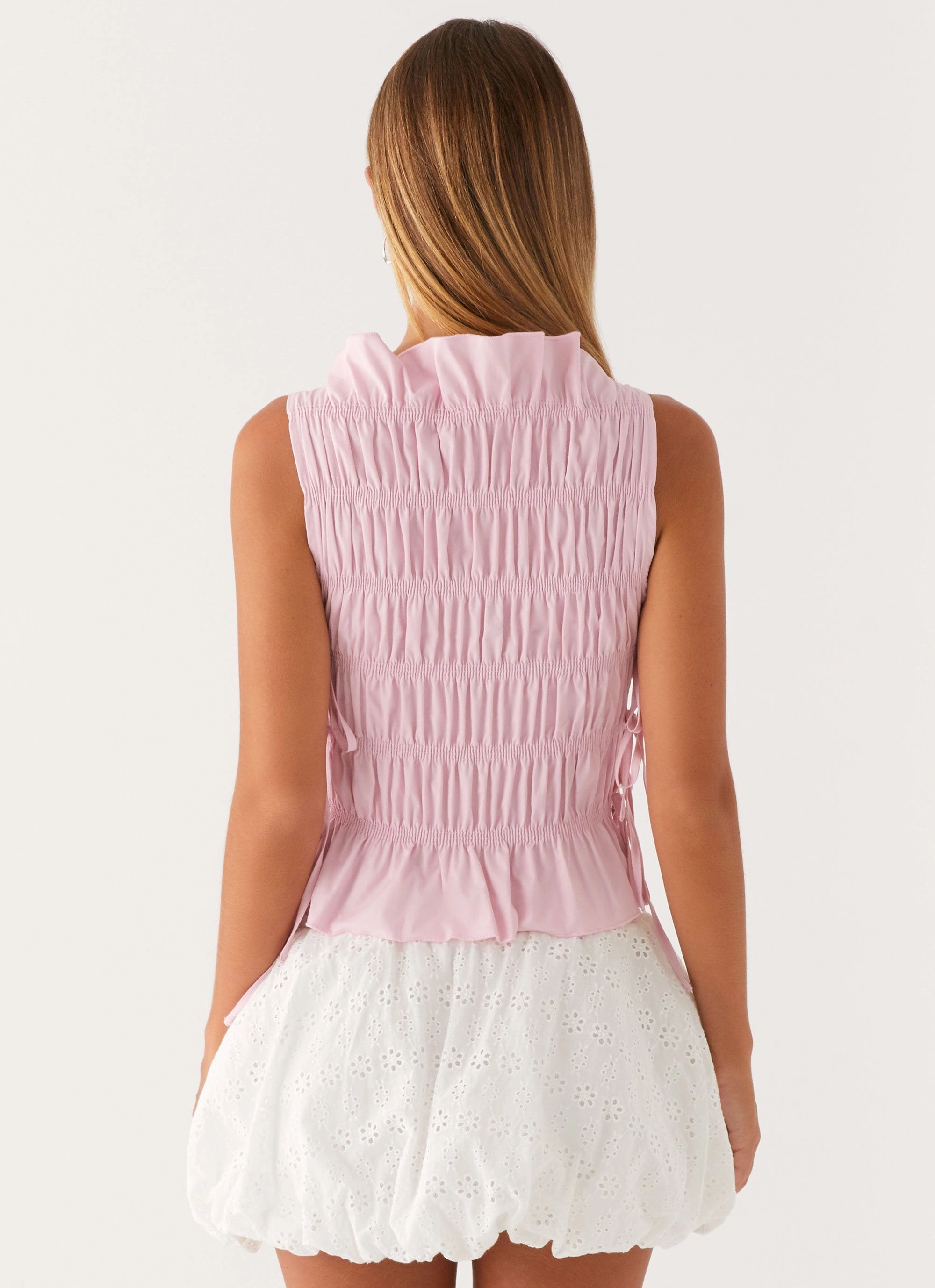 Alysa Shirred Top - Pink Minimalist Styling Relaxed Look