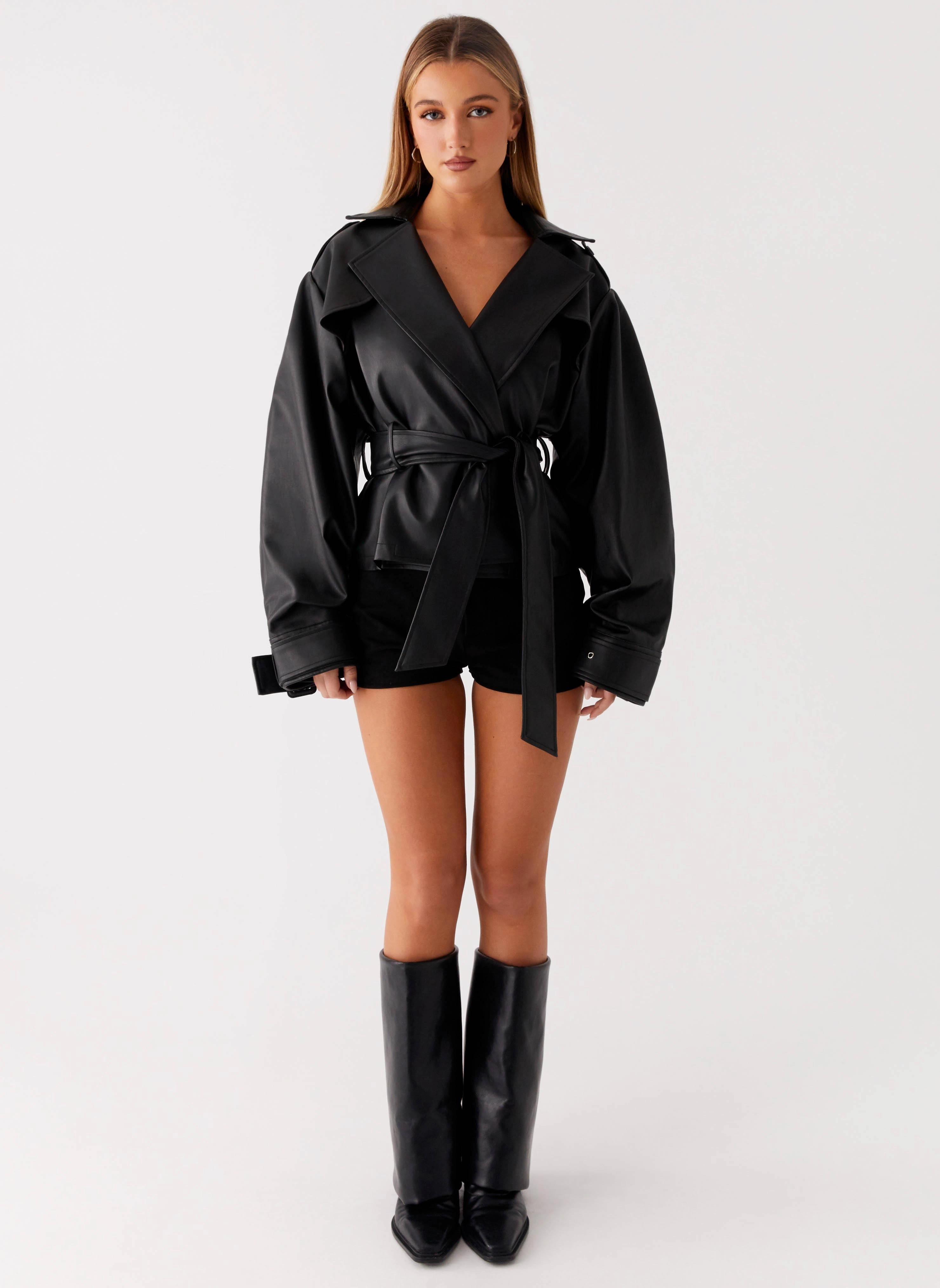 Midtown Leather Trench - Black LightPadding