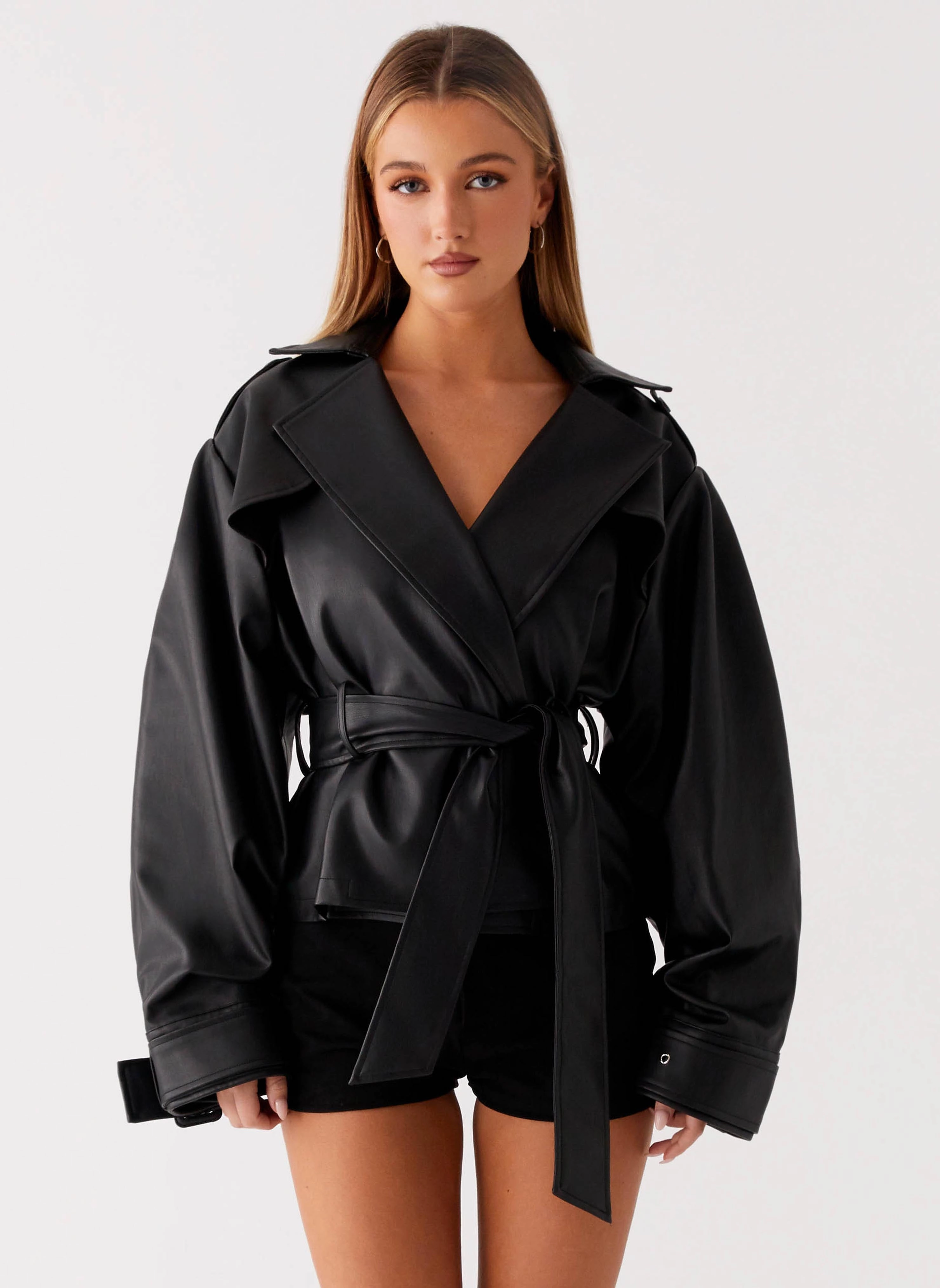 Midtown Leather Trench - Black SoftInnerLayer Quick Dry Technology