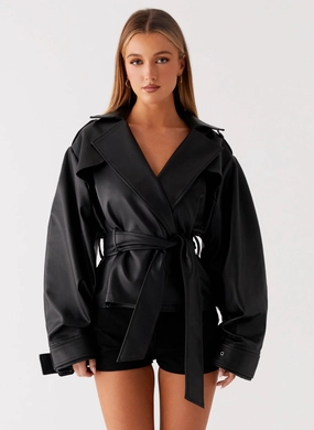 Midtown Leather Trench - Black SoftInnerLayer Quick Dry Technology
