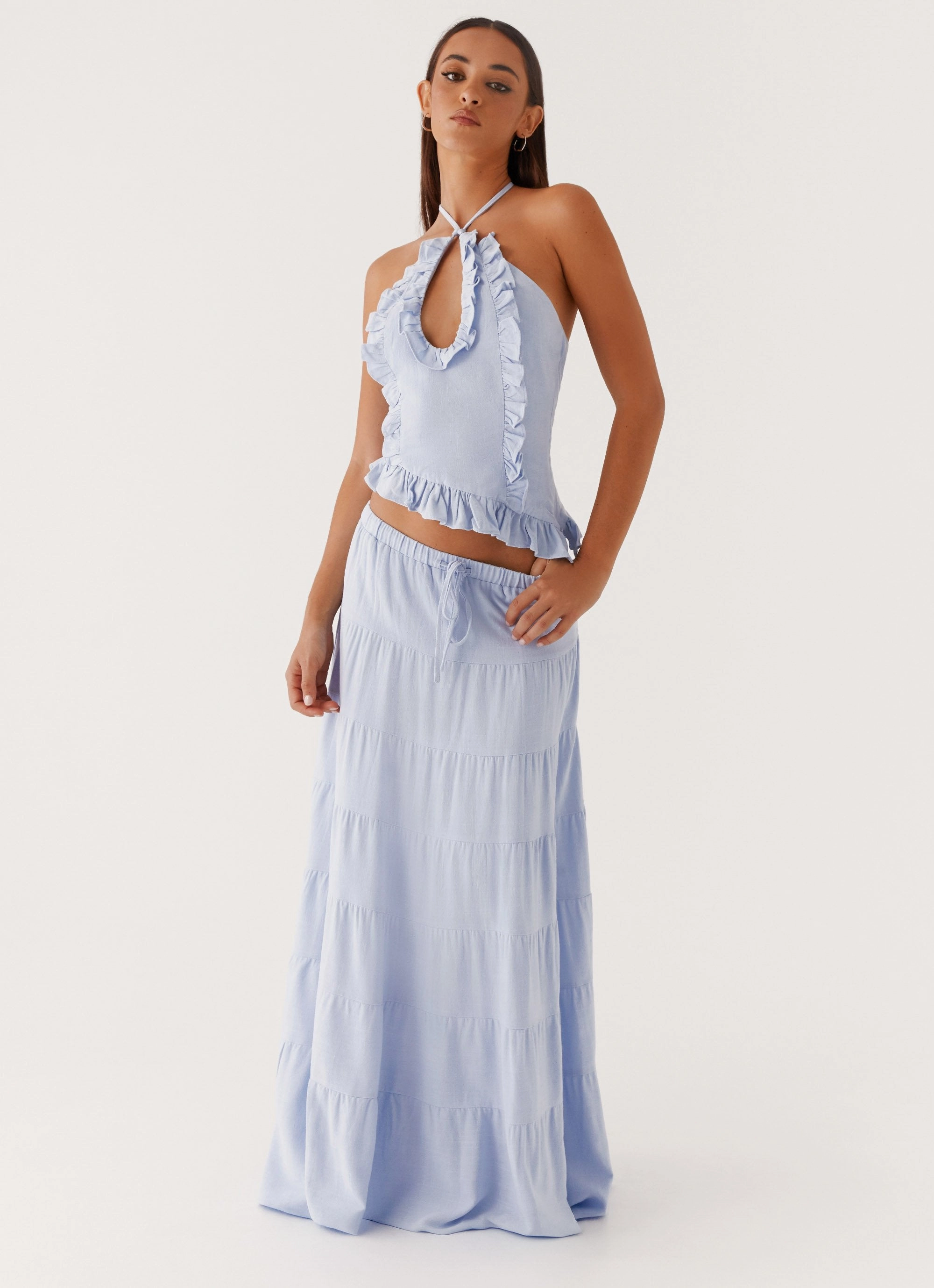 hypoallergenic material MinimalistCut Mariella Linen Top - Blue