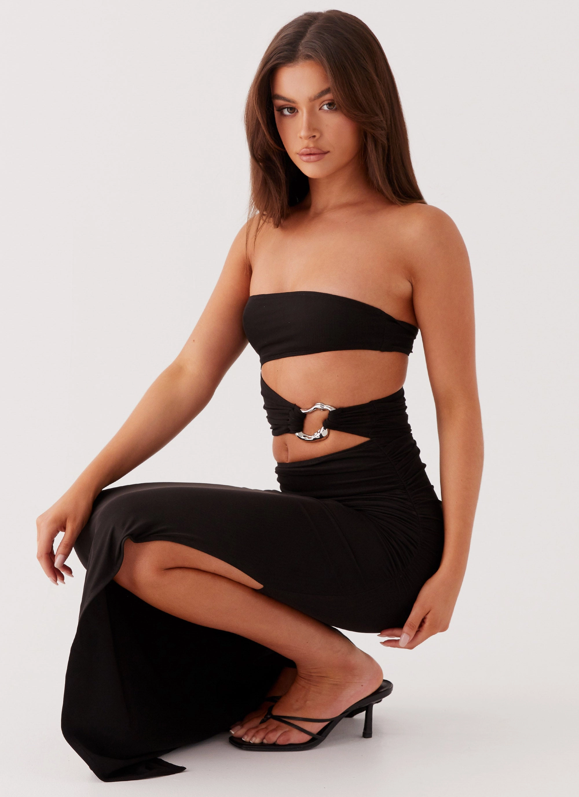 Into Pieces Mesh Maxi Dress - Black Versatile Layer Wear Clean Edge