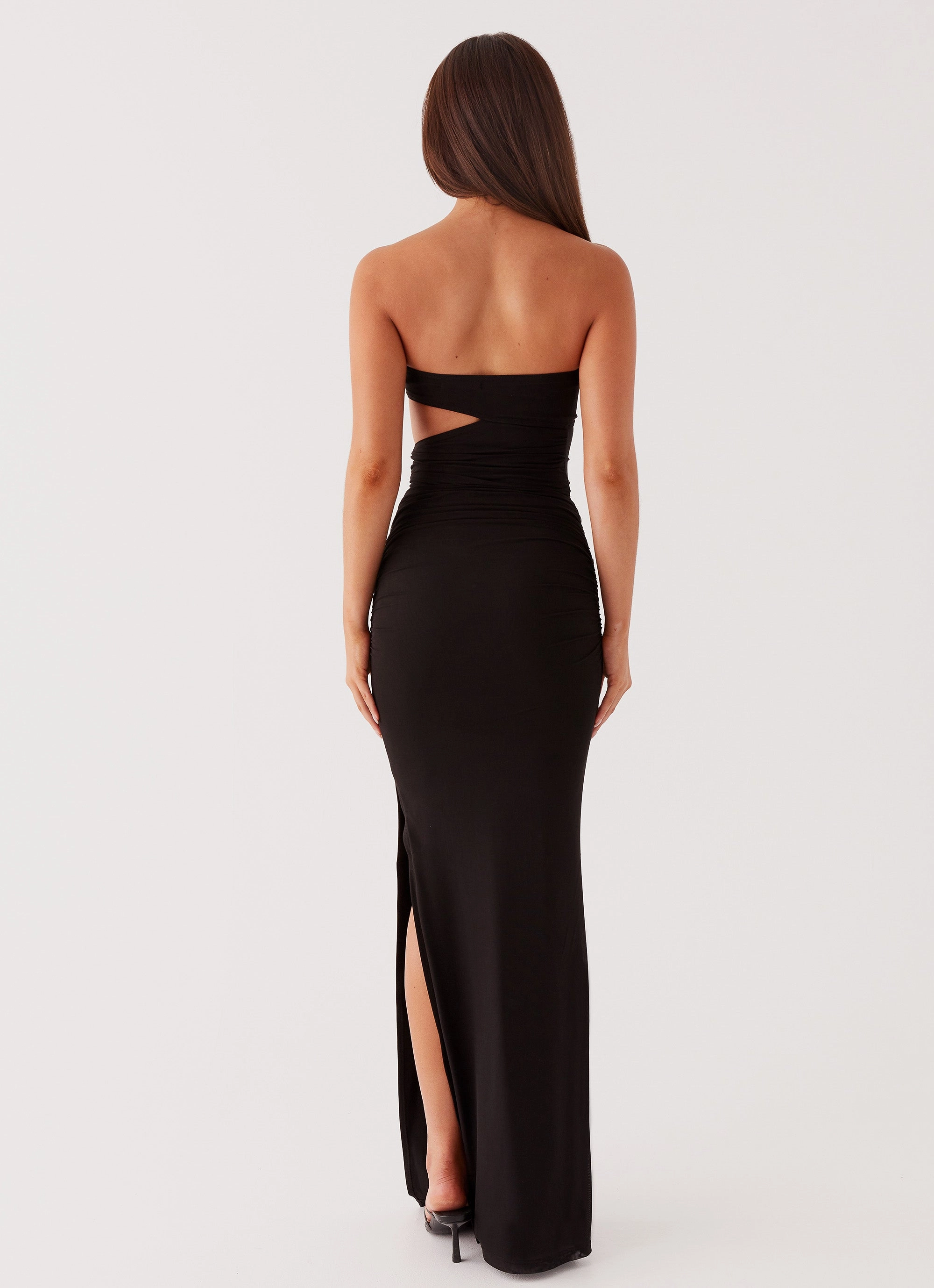 Essential Piece Wrap Charm Into Pieces Mesh Maxi Dress - Black