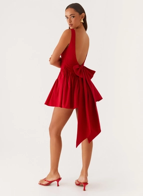 Knit Warm Timeless Waist Invited Mini Dress - Red