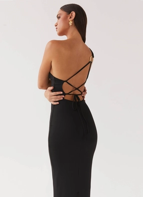 Iris Backless Maxi Dress - Black Nordic Plain Airy Movement