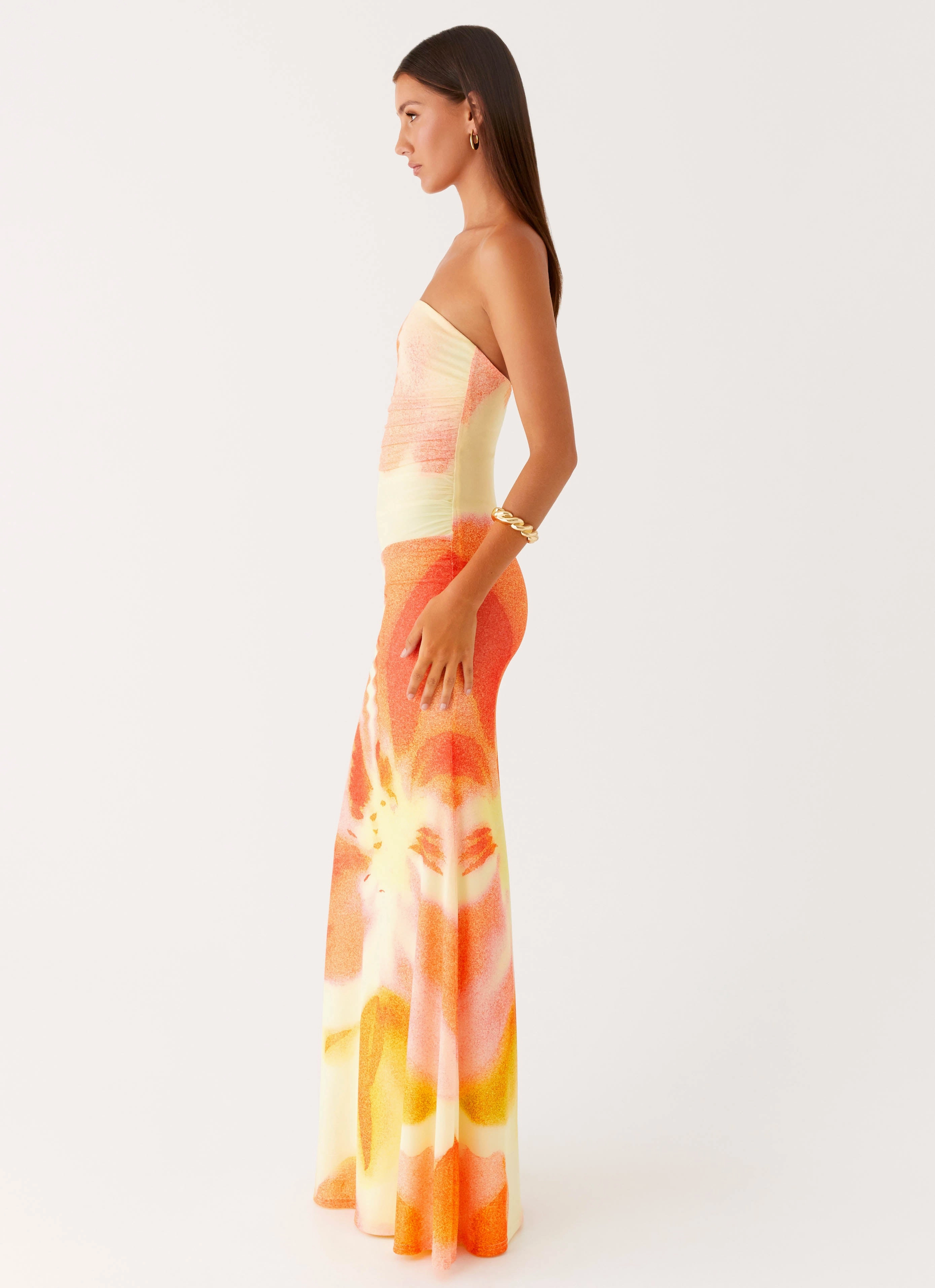 Iroha Strapless Maxi Dress - Mimosa Blossom Sleek Movement