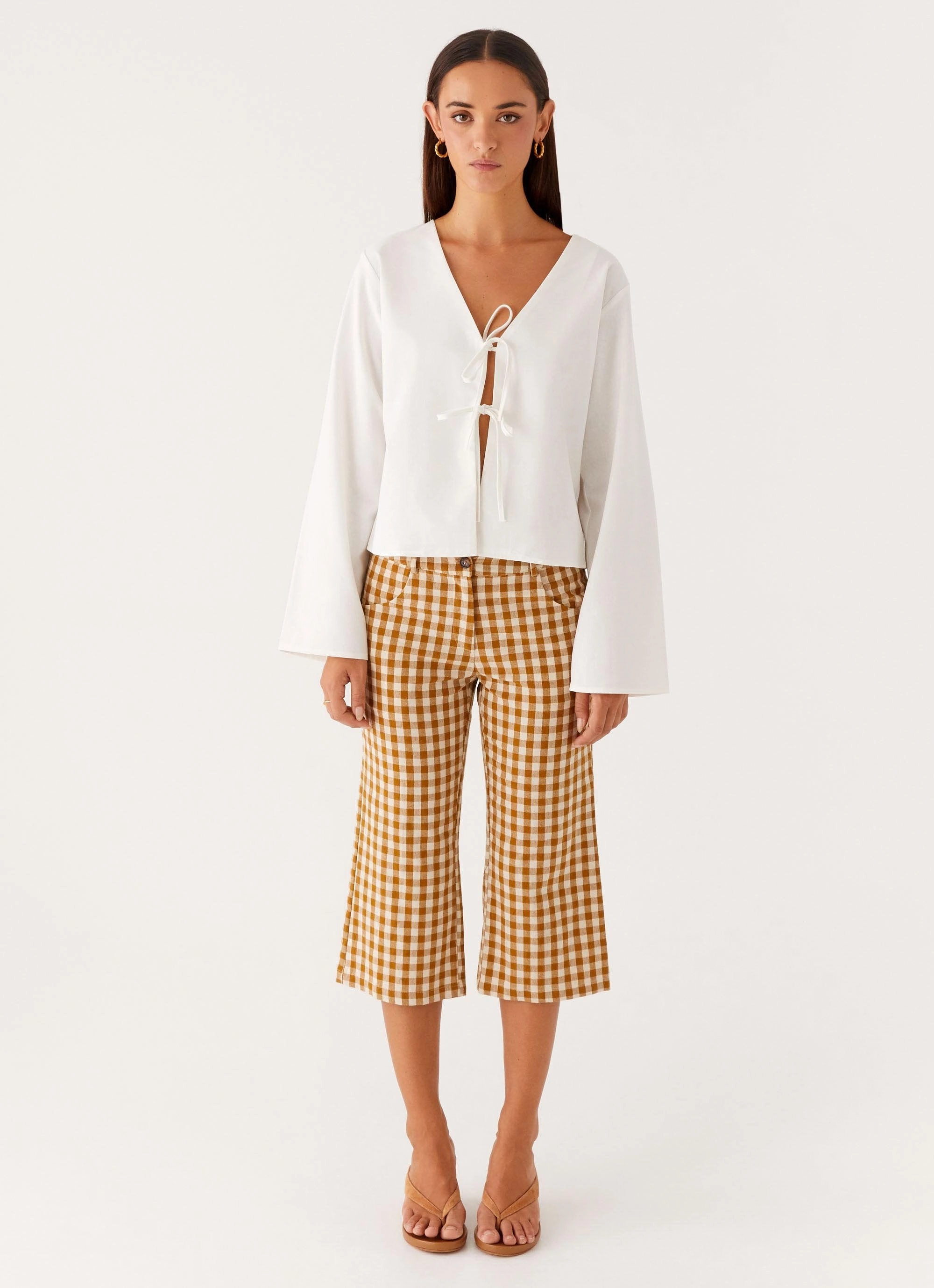 Isabelle Tie Front Top - White Stay Cool Technology