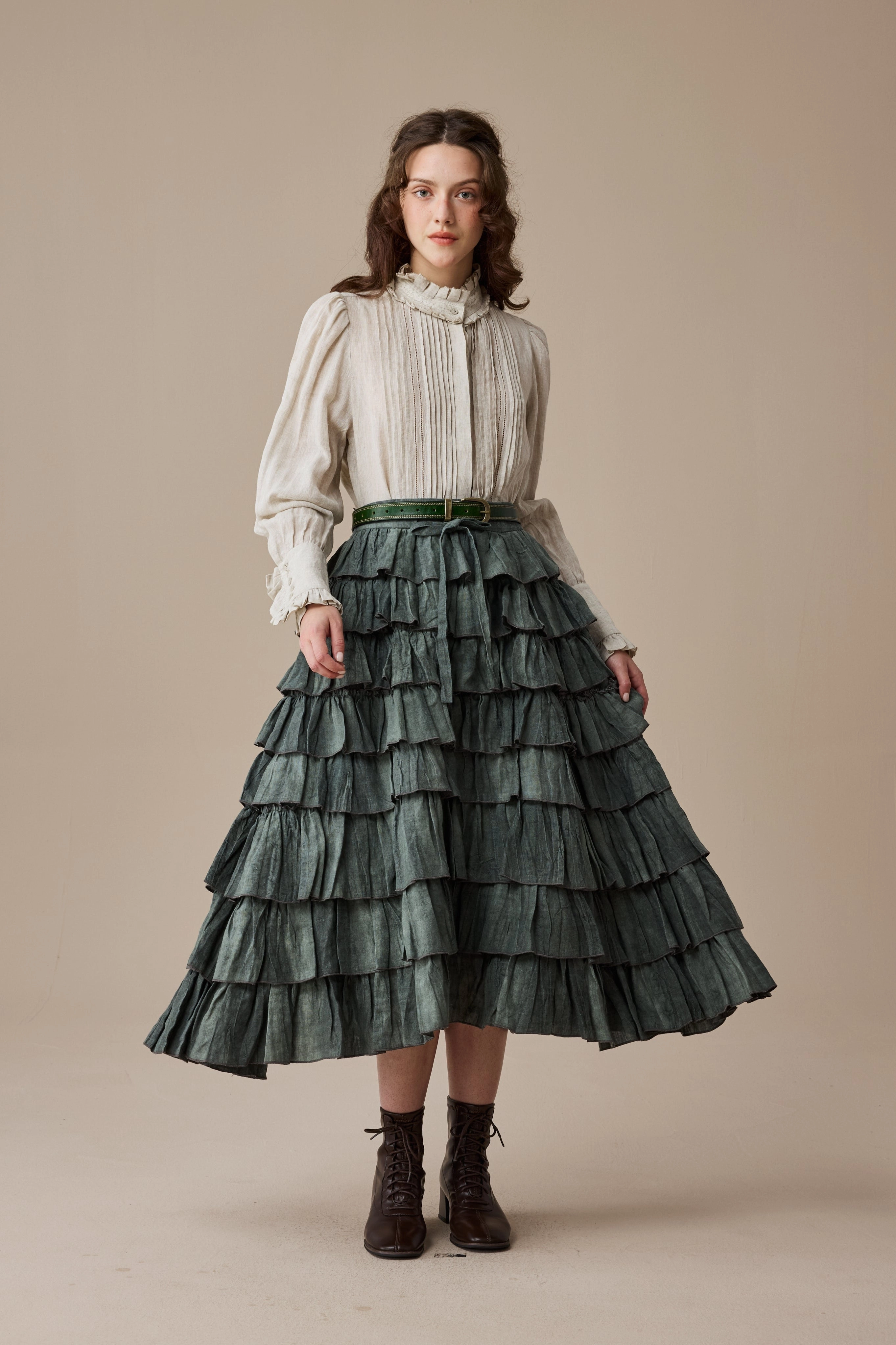 Ischia 14 | Layered petal linen skirt Versatile Design Eco Friendly Blend