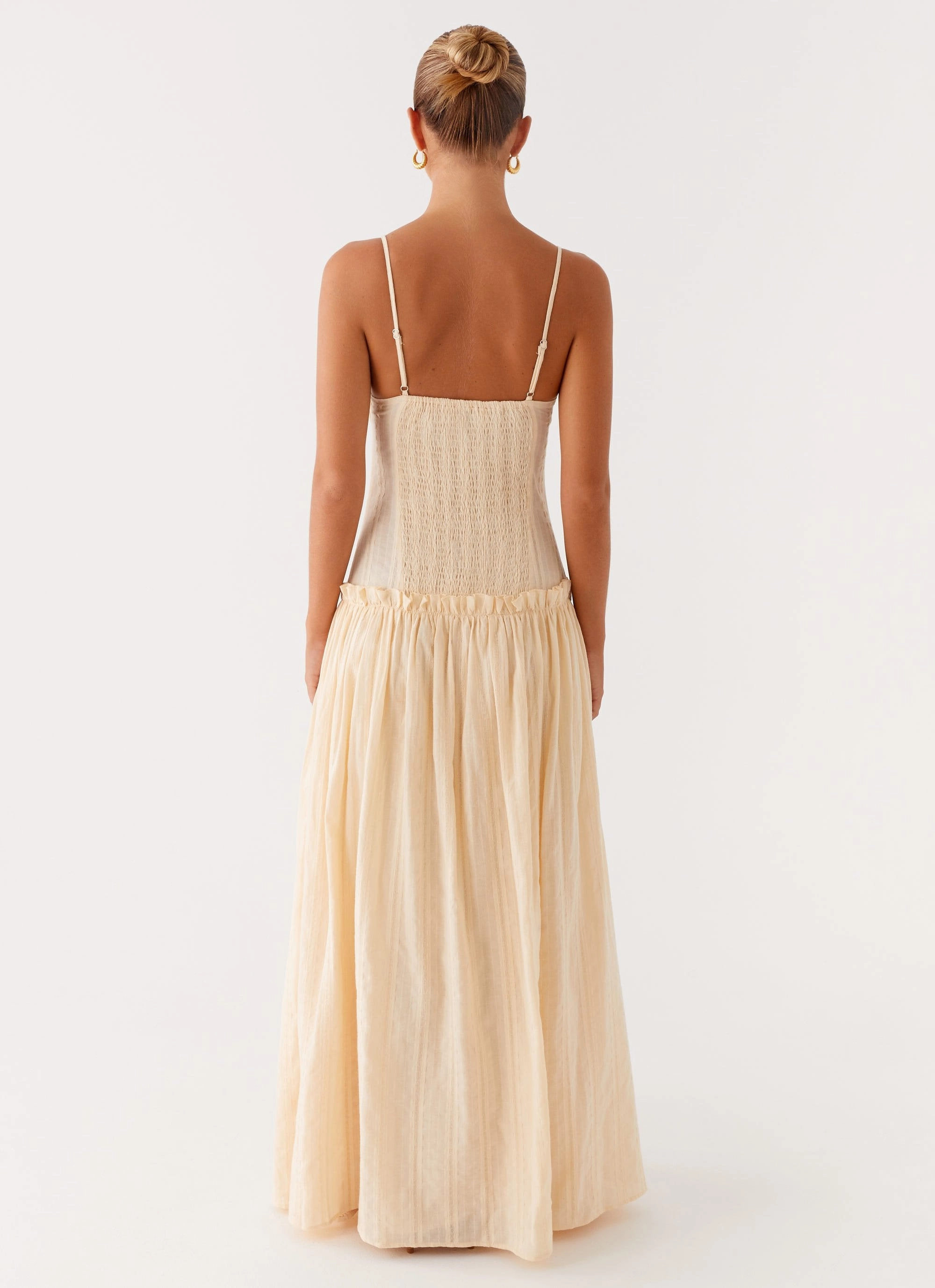 Jacinda Drop Waist Maxi Dress - Cream Solid-color