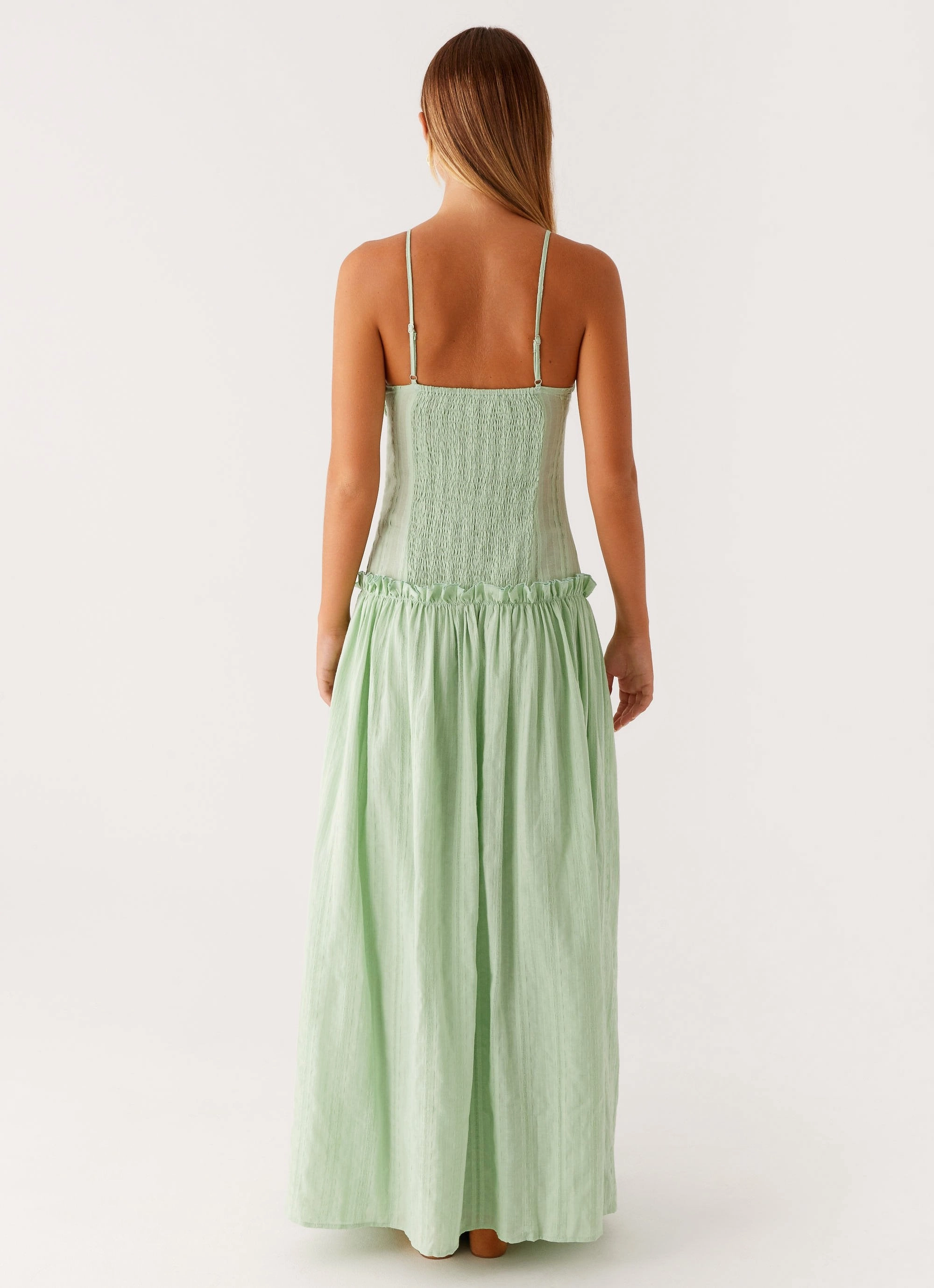 Basic Cool Jacinda Drop Waist Maxi Dress - Sage