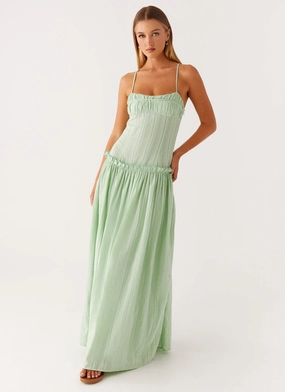 Jacinda Drop Waist Maxi Dress - Sage Elegant Finish Elegant Line