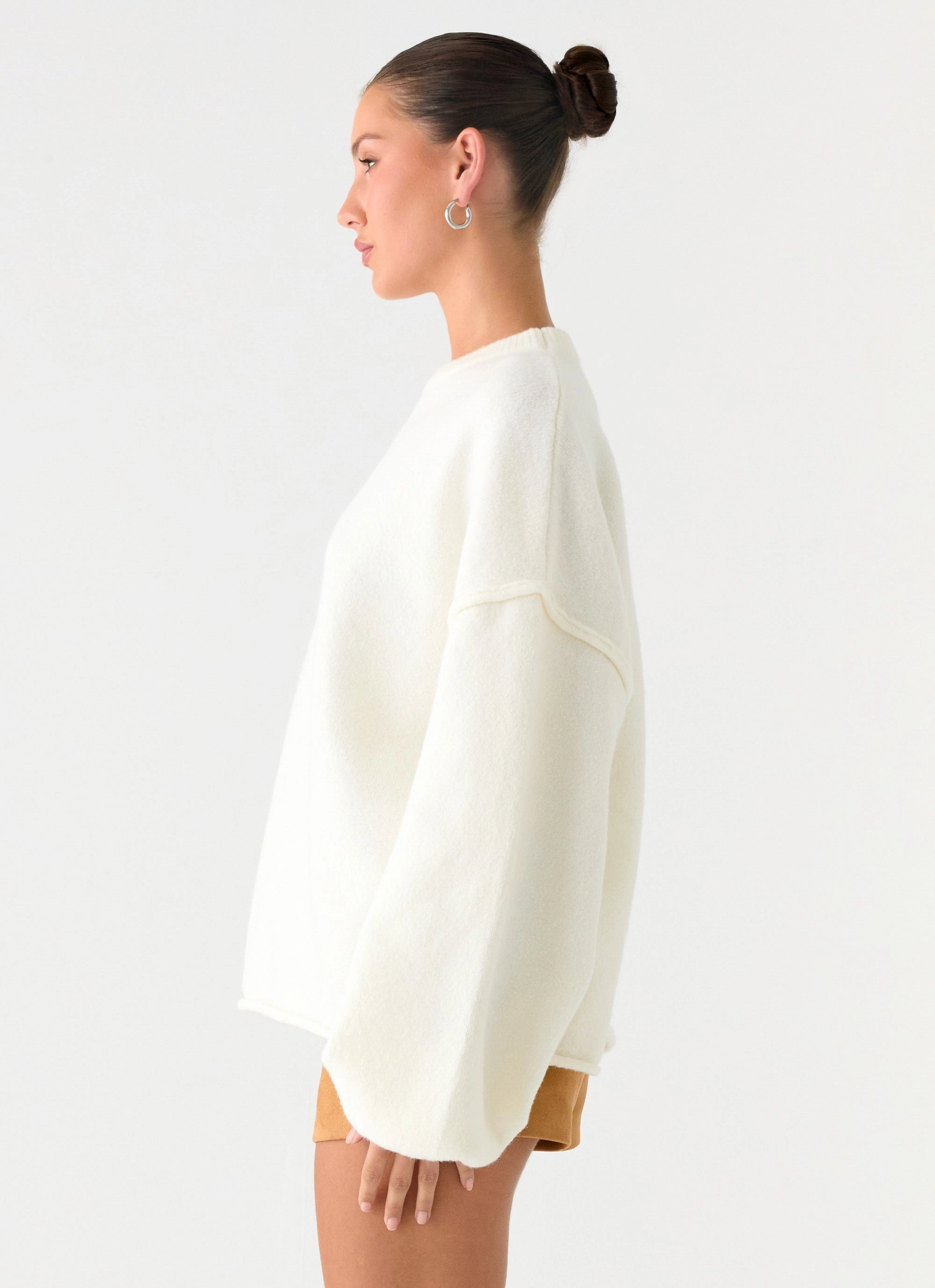 SiliconeGrip Jack Oversized Knit Sweater - Cream