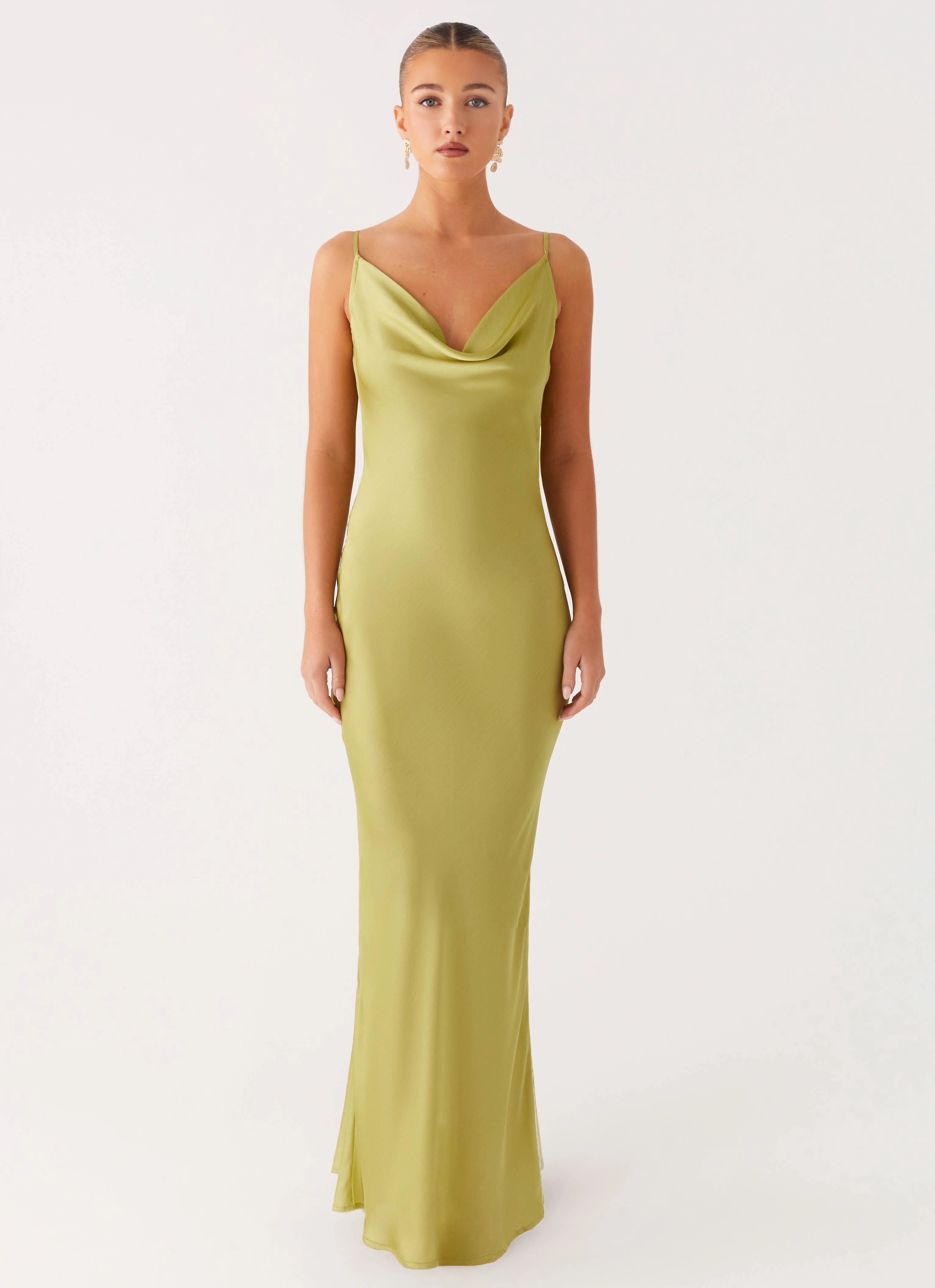 Jade Escape Maxi Dress - Lime Silk-Blend