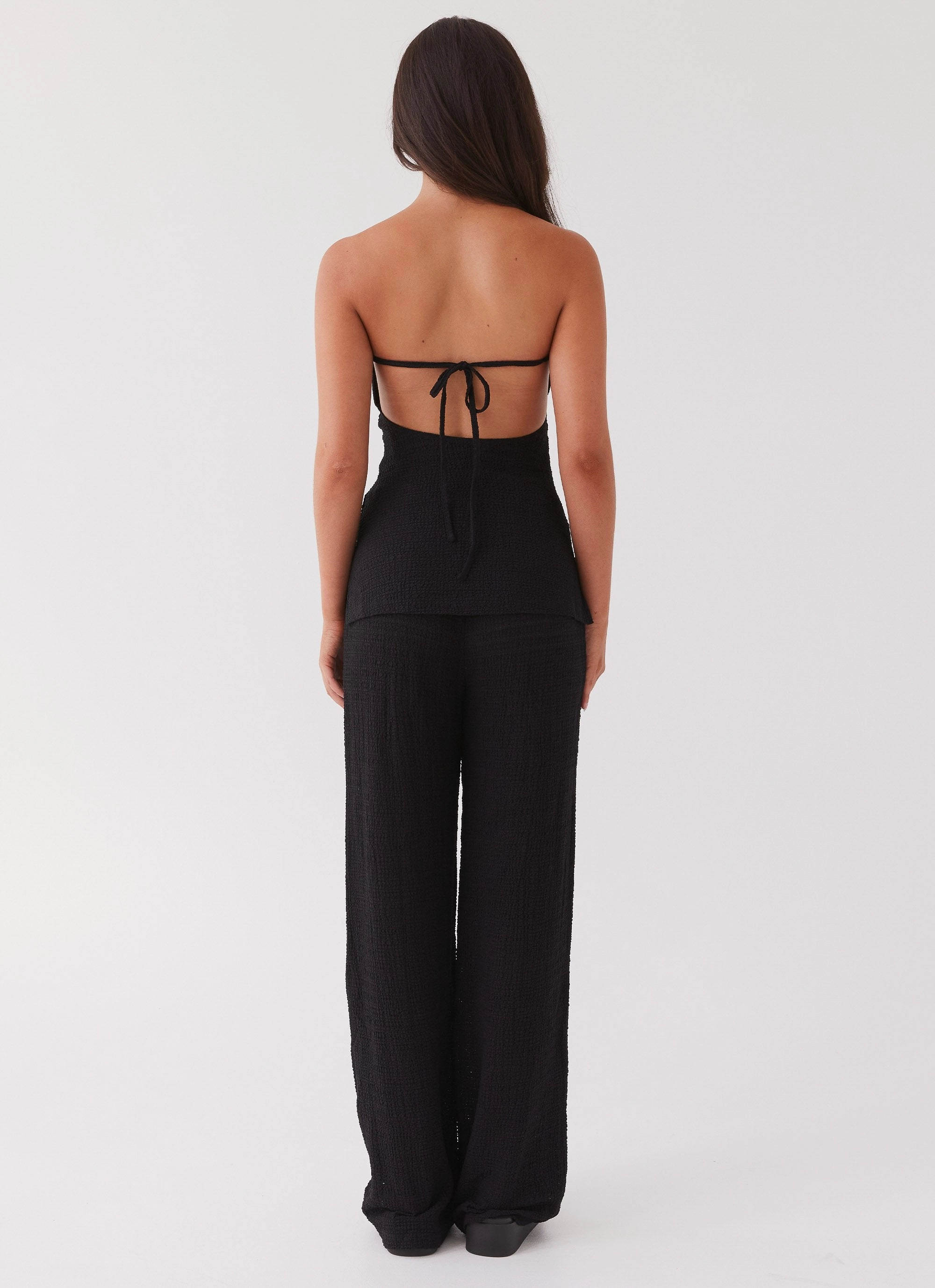 Jadey Waffle Pants - Black Stretch Fit Wear