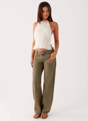 No Sagging Tailored Fit Jaiden Low Rise Denim Jeans - Brown Sand Wash