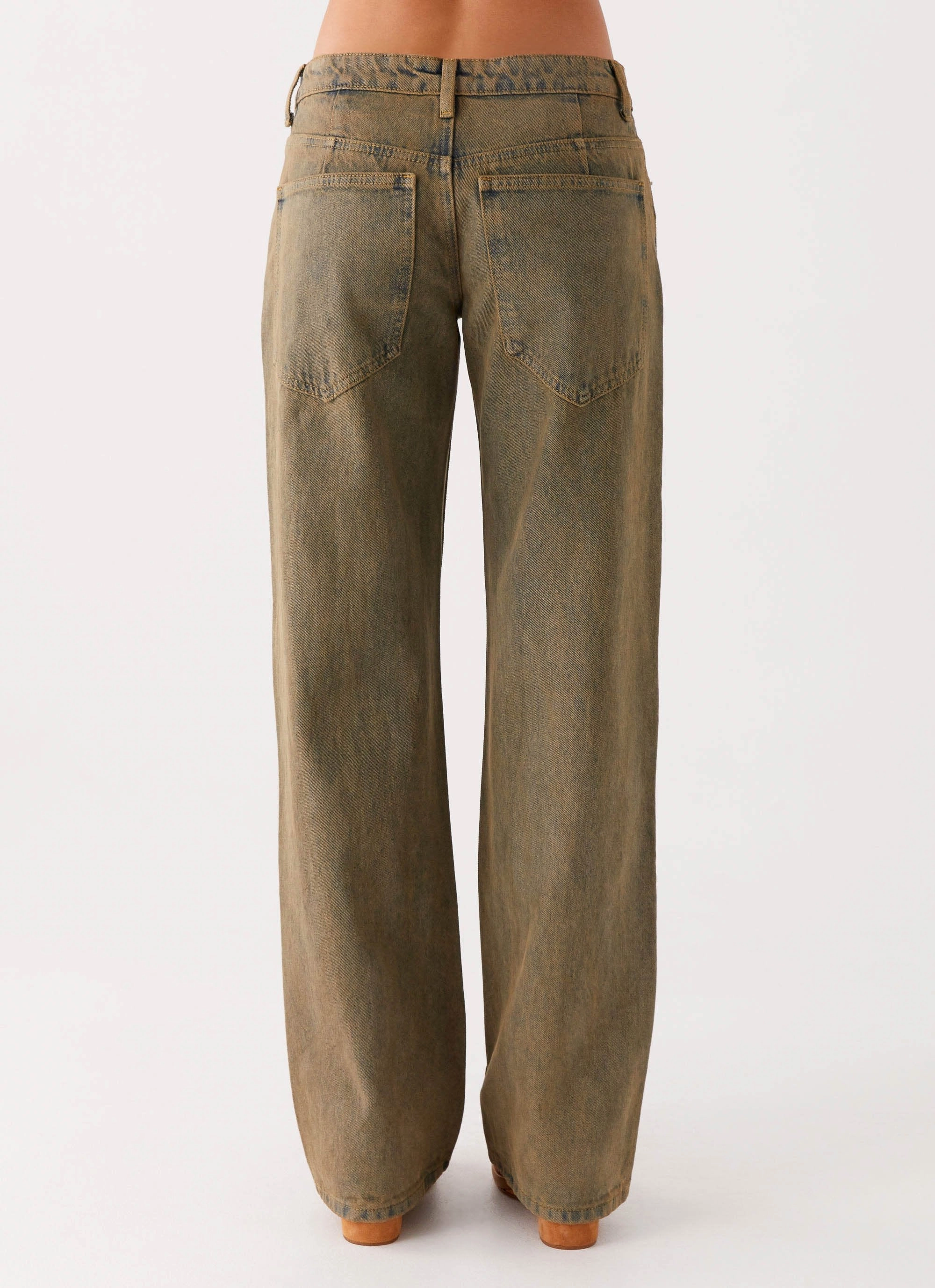 Tough Materials Jaiden Low Rise Denim Jeans - Brown Sand Wash