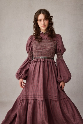 Self Fabric Tie Closure Jane 33 |Edward Smocking Linen Dress Chemise