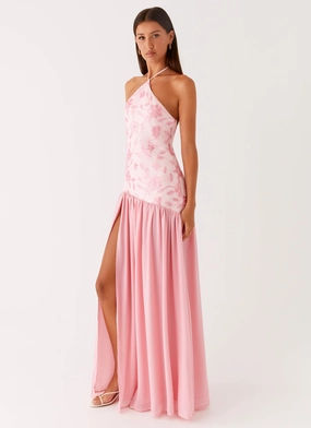Janelle Beaded Maxi Dress - Pink Machine-washable