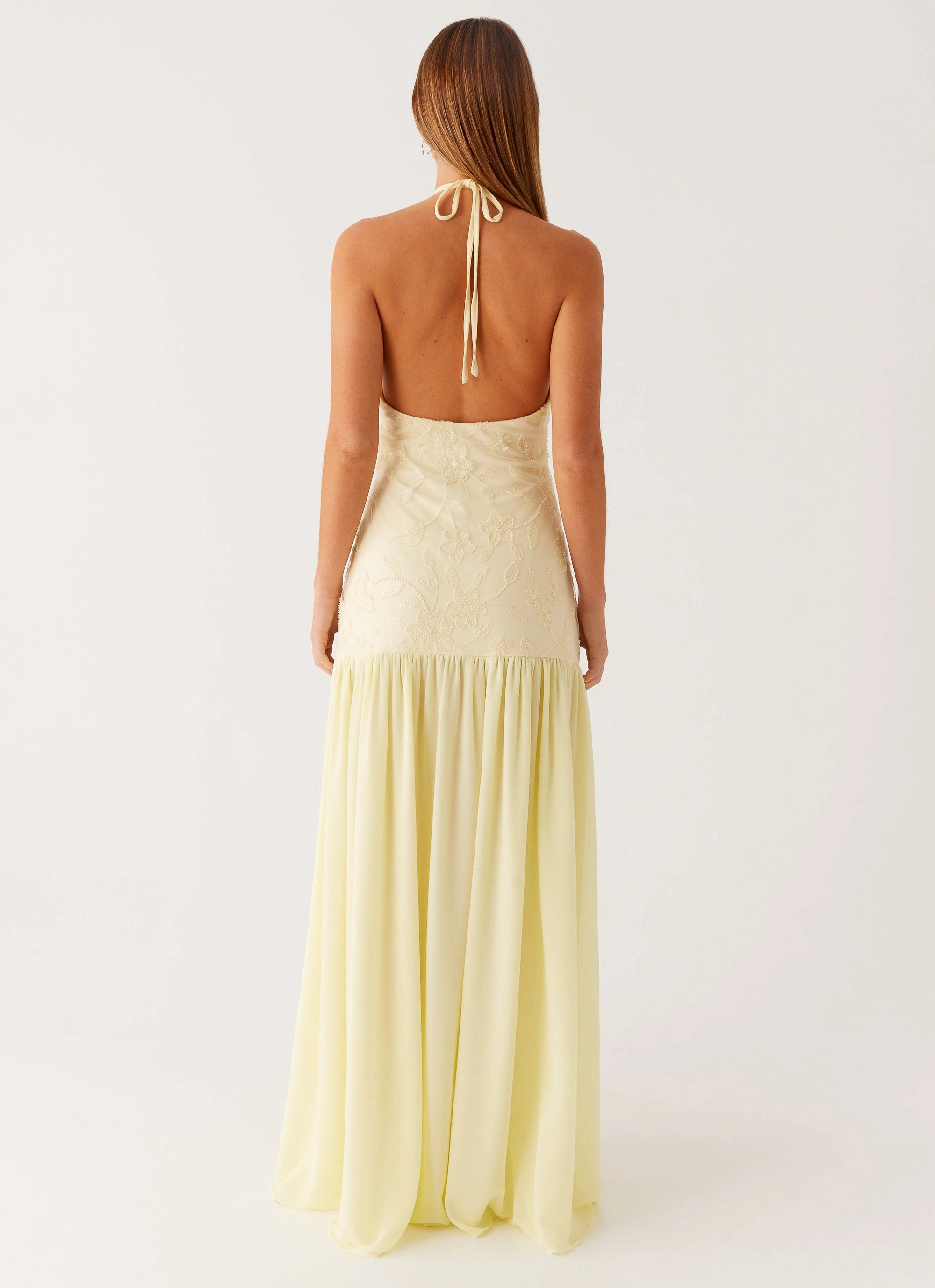 Janelle Beaded Maxi Dress - Yellow Cozy Vibe Functional Style