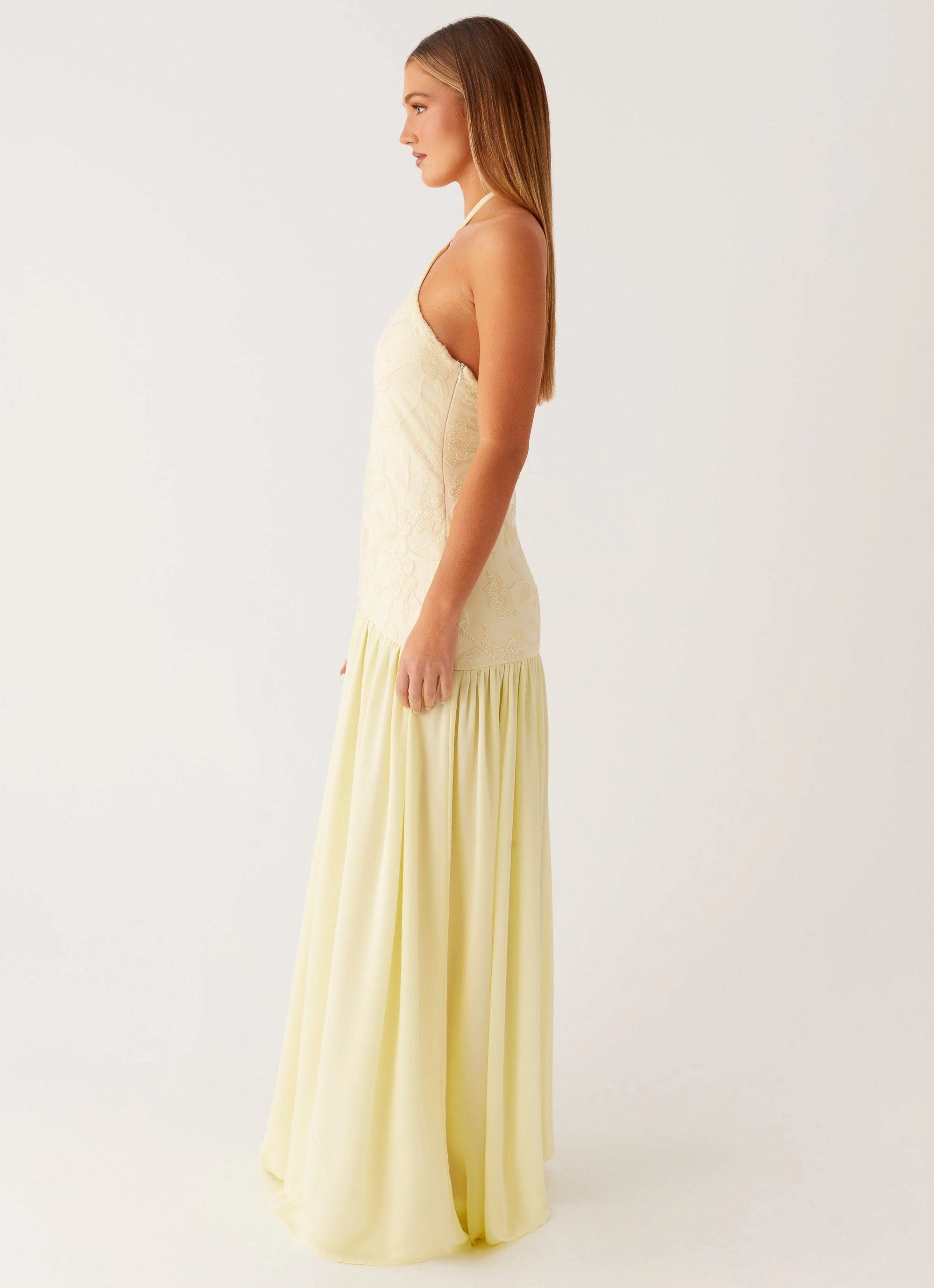 Janelle Beaded Maxi Dress - Yellow Gentle Stitch Art-Gallery