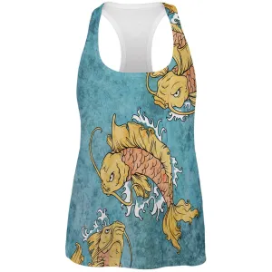 Japanese Koi Fish Tattoo Style All Over Womens Work Out Tank Top