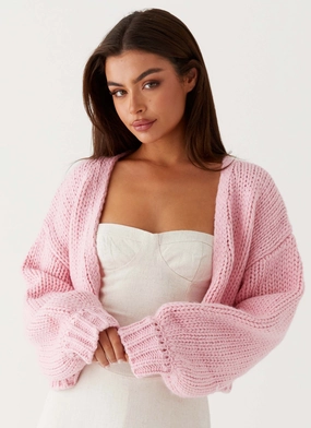 Jasleen Knit Cardigan - Pink CompressionPackableFabric