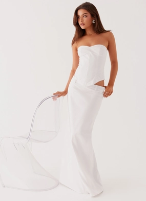 Jaslyn Maxi Skirt - White Breathable activewear high waisted