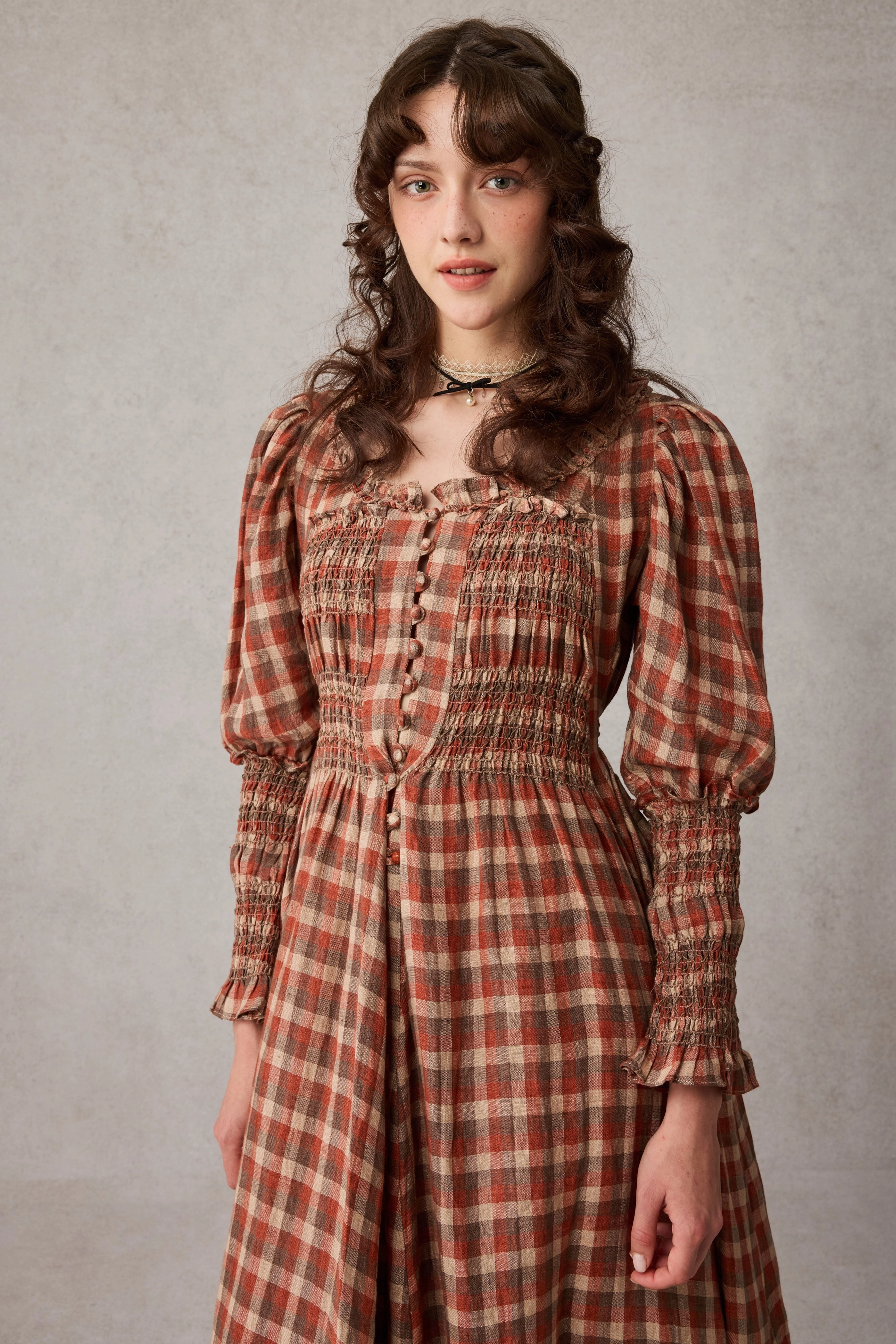 Jasmine 21 |smocking linen dress ZonalVentilation Reflective Safety Accents