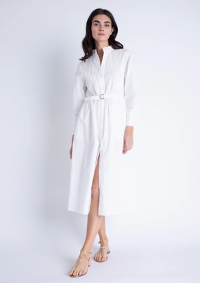 Jasmine Midi Dress - White Nature Bloom Layered Movement