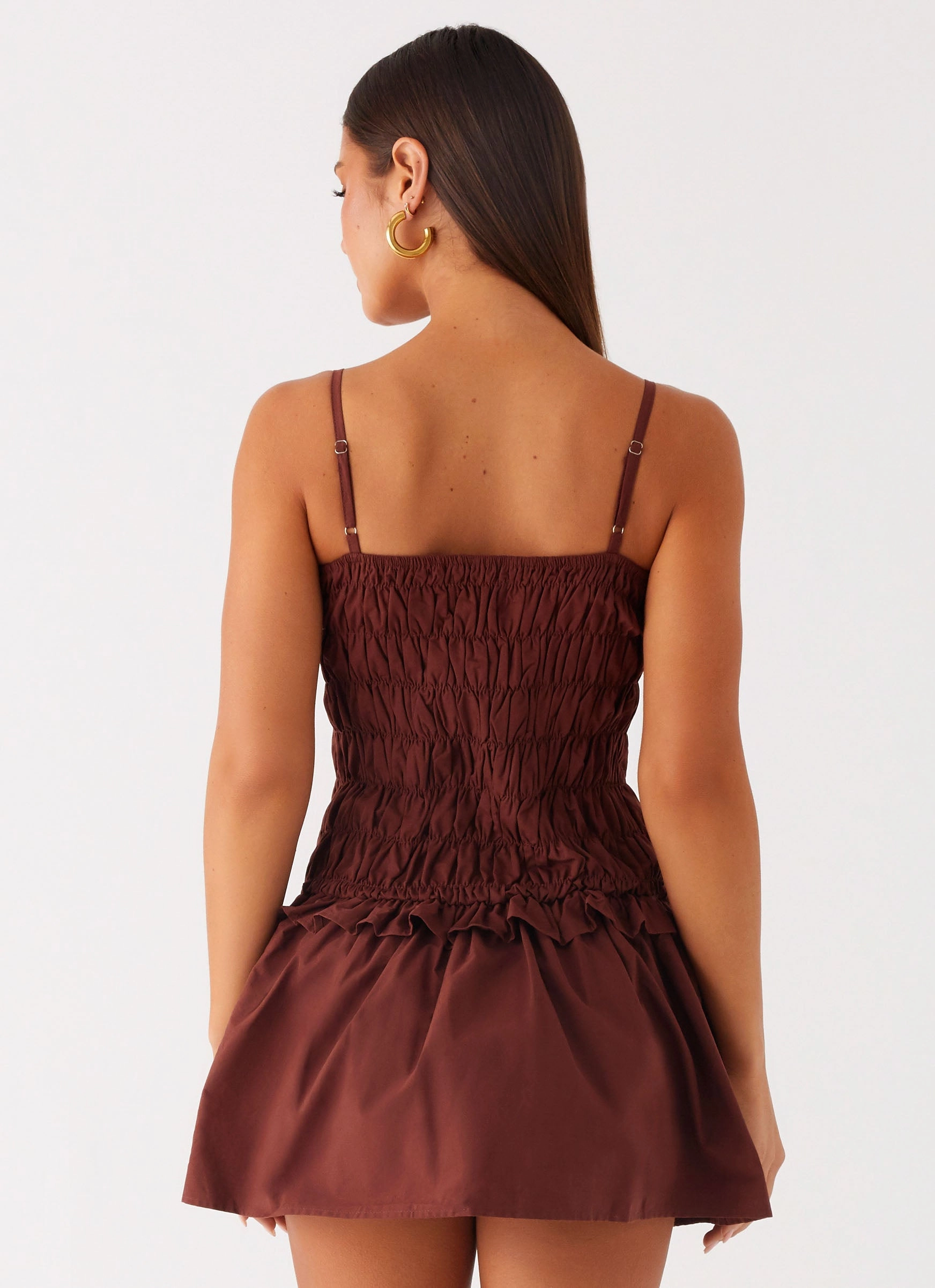 Jaxi Mini Dress - Chocolate Cool Palette Lightweight and Breezy