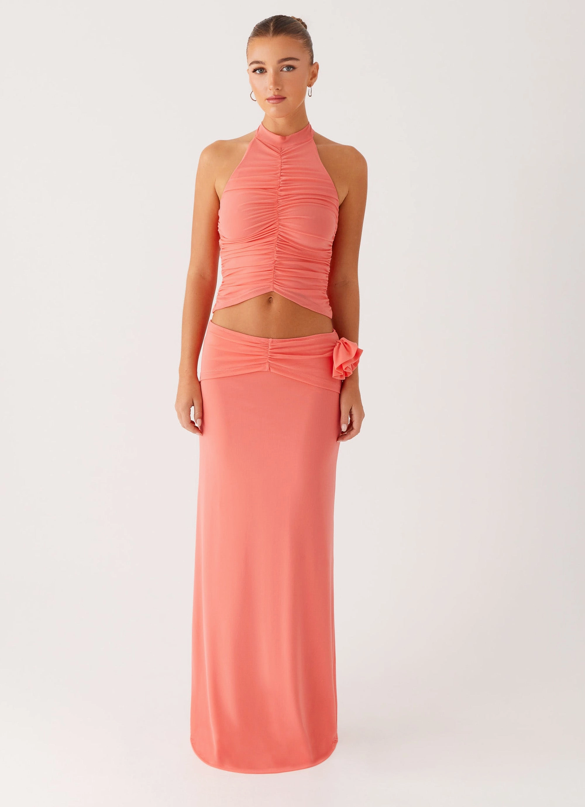 Jayce Halter Top - Salmon Classic Crew Neck AntiBacterial Coating