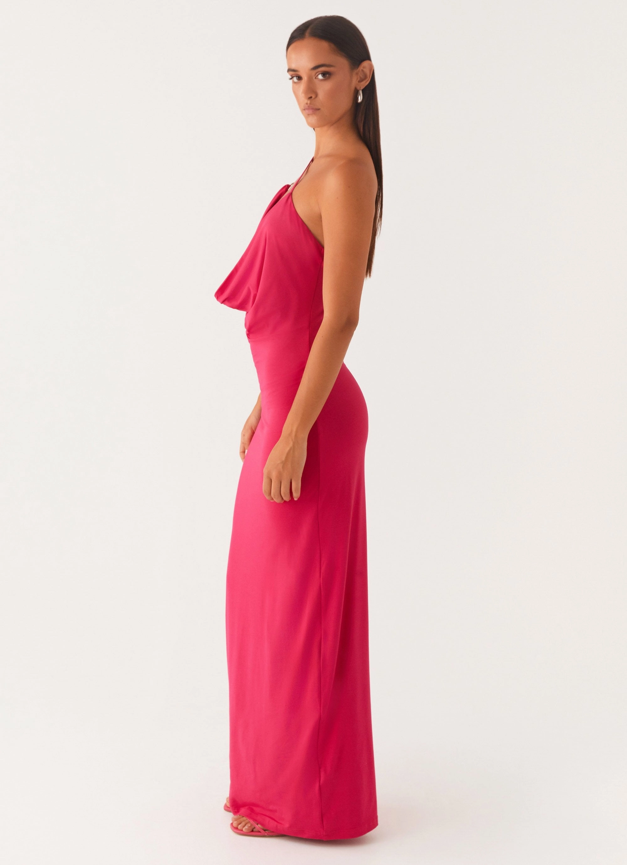 Jayla One Shoulder Maxi Dress - Fuchsia Brunch Fit Weekend Feel