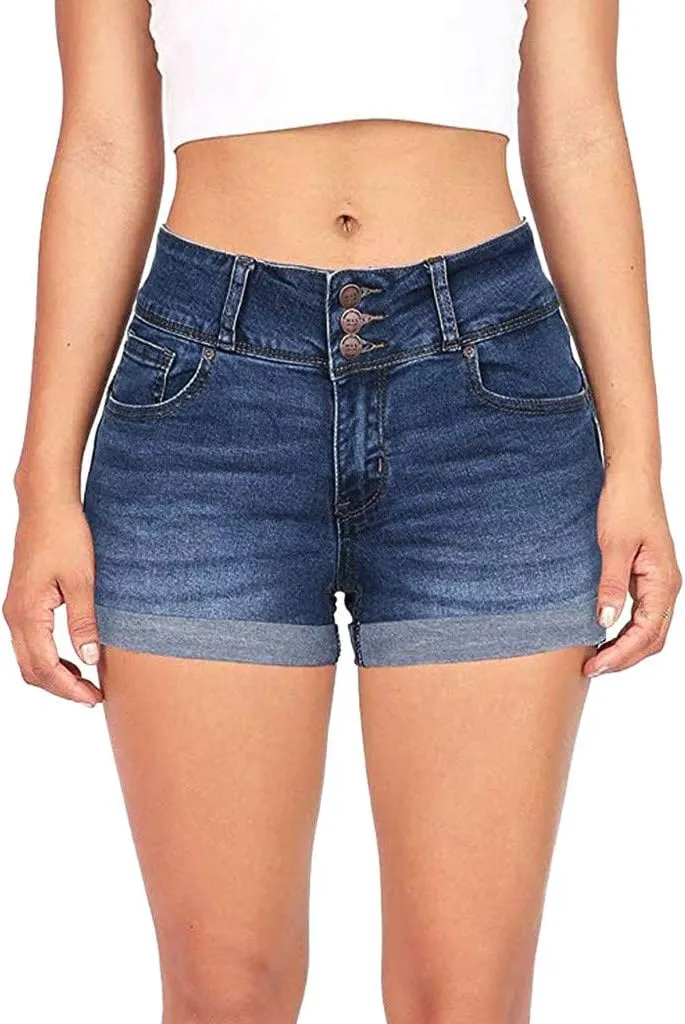 Jean Shorts Womens Stretchy Pull On 5 Inch Inseam Stretchy Denim Short Pants Casual Summer Lounge Jean Bike Shorts