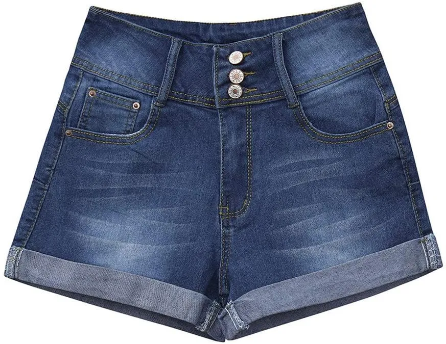 Jean Shorts Womens Stretchy Pull On 5 Inch Inseam Stretchy Denim Short Pants Casual Summer Lounge Jean Bike Shorts