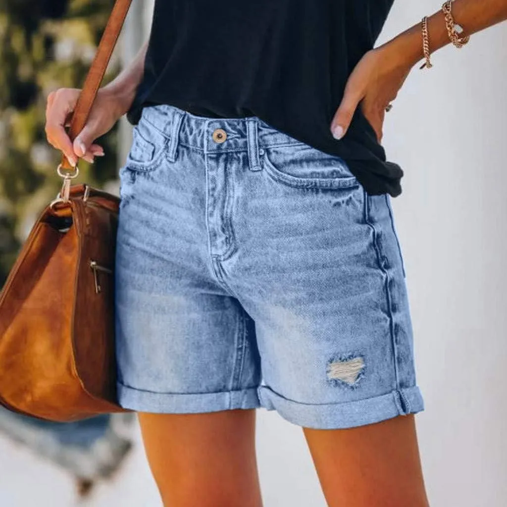 Jean Shorts Womens Stretchy Pull On 5 Inch Inseam Stretchy Denim Short Pants Casual Summer Lounge Jean Bike Shorts