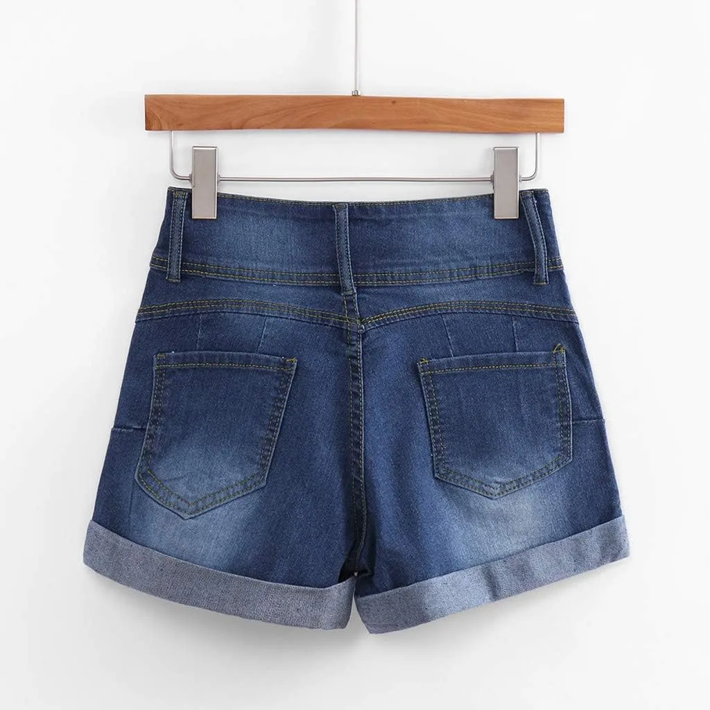Jean Shorts Womens Stretchy Pull On 5 Inch Inseam Stretchy Denim Short Pants Casual Summer Lounge Jean Bike Shorts