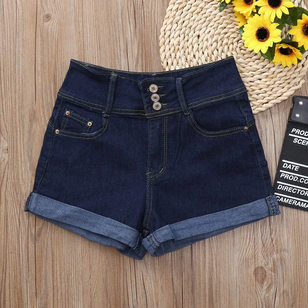 Jean Shorts Womens Stretchy Pull On 5 Inch Inseam Stretchy Denim Short Pants Casual Summer Lounge Jean Bike Shorts