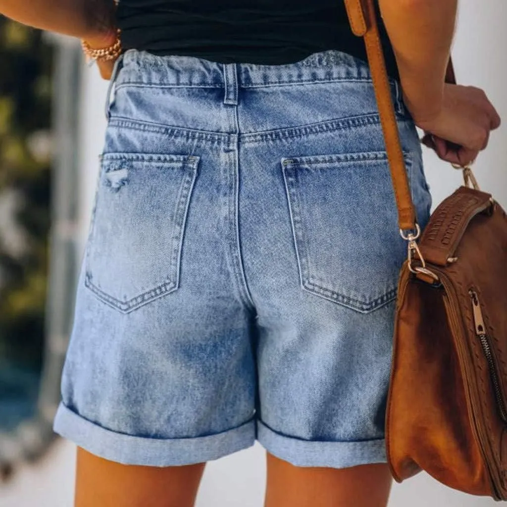 Jean Shorts Womens Stretchy Pull On 5 Inch Inseam Stretchy Denim Short Pants Casual Summer Lounge Jean Bike Shorts