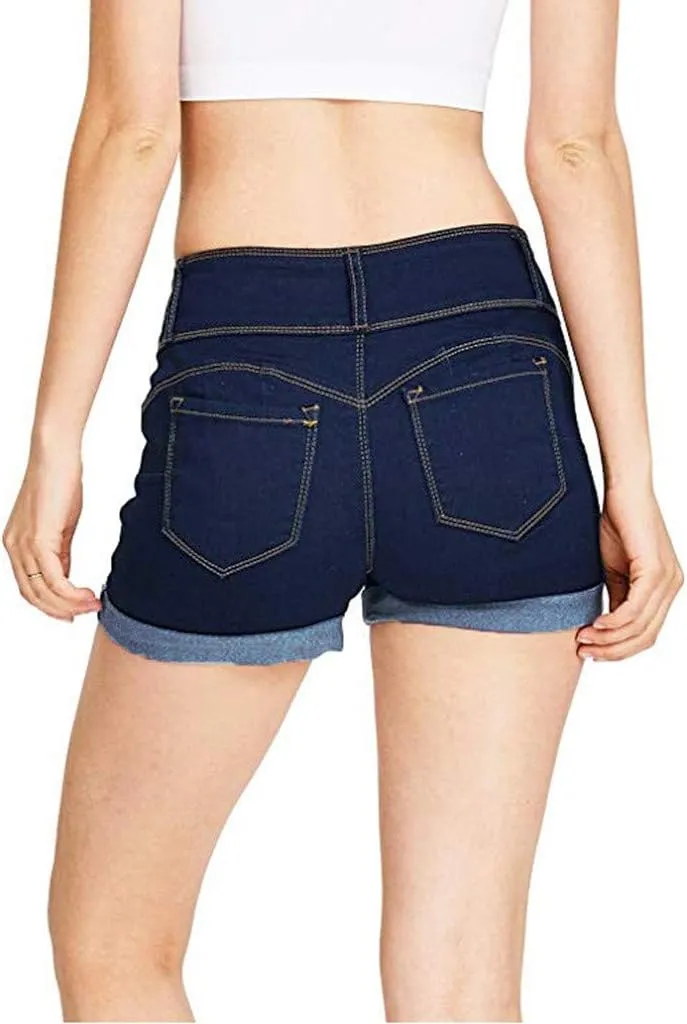 Jean Shorts Womens Stretchy Pull On 5 Inch Inseam Stretchy Denim Short Pants Casual Summer Lounge Jean Bike Shorts