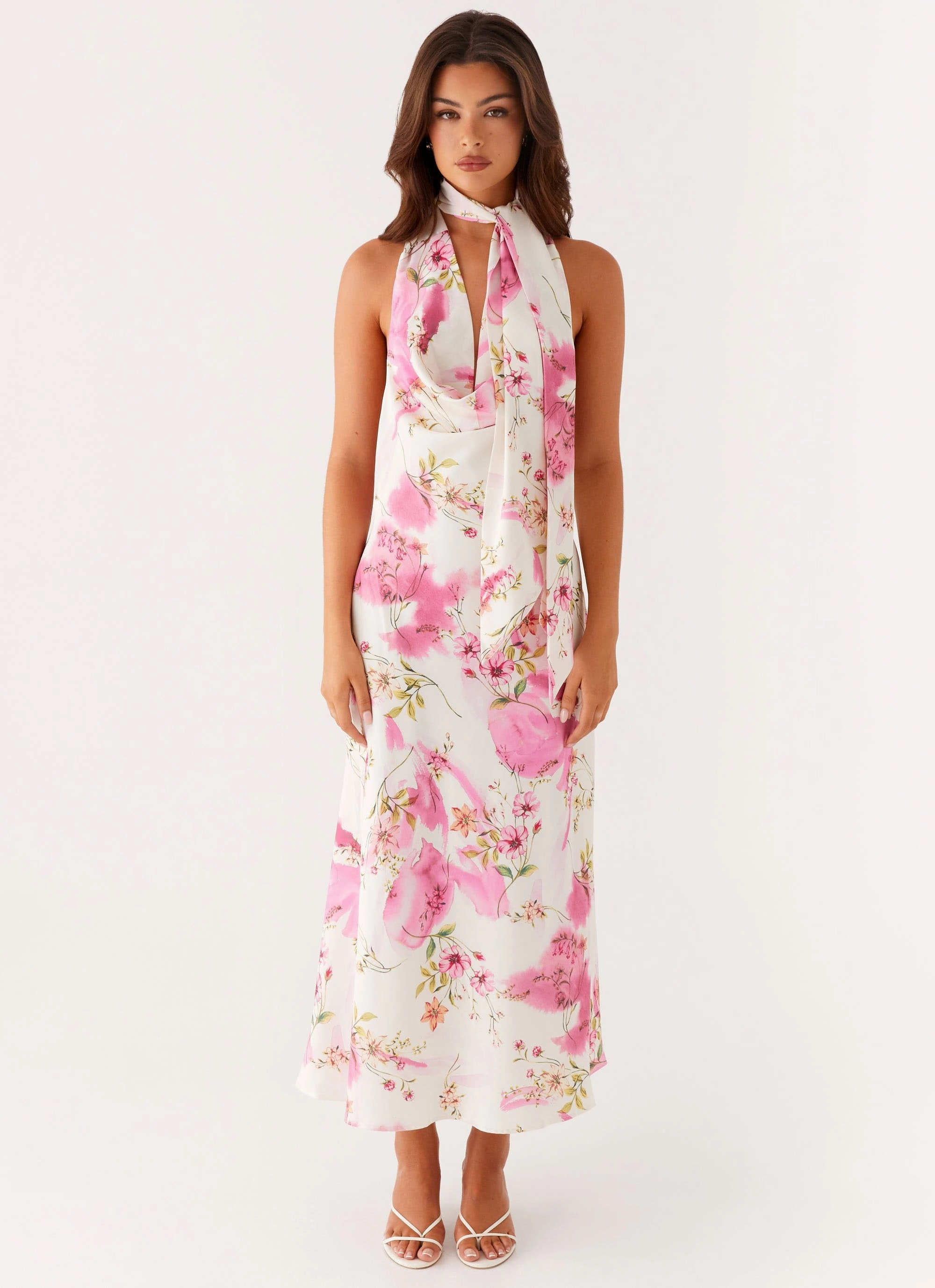 Light and Comfortable Wear Jensen Midi Dress - Ivory Floral Print
