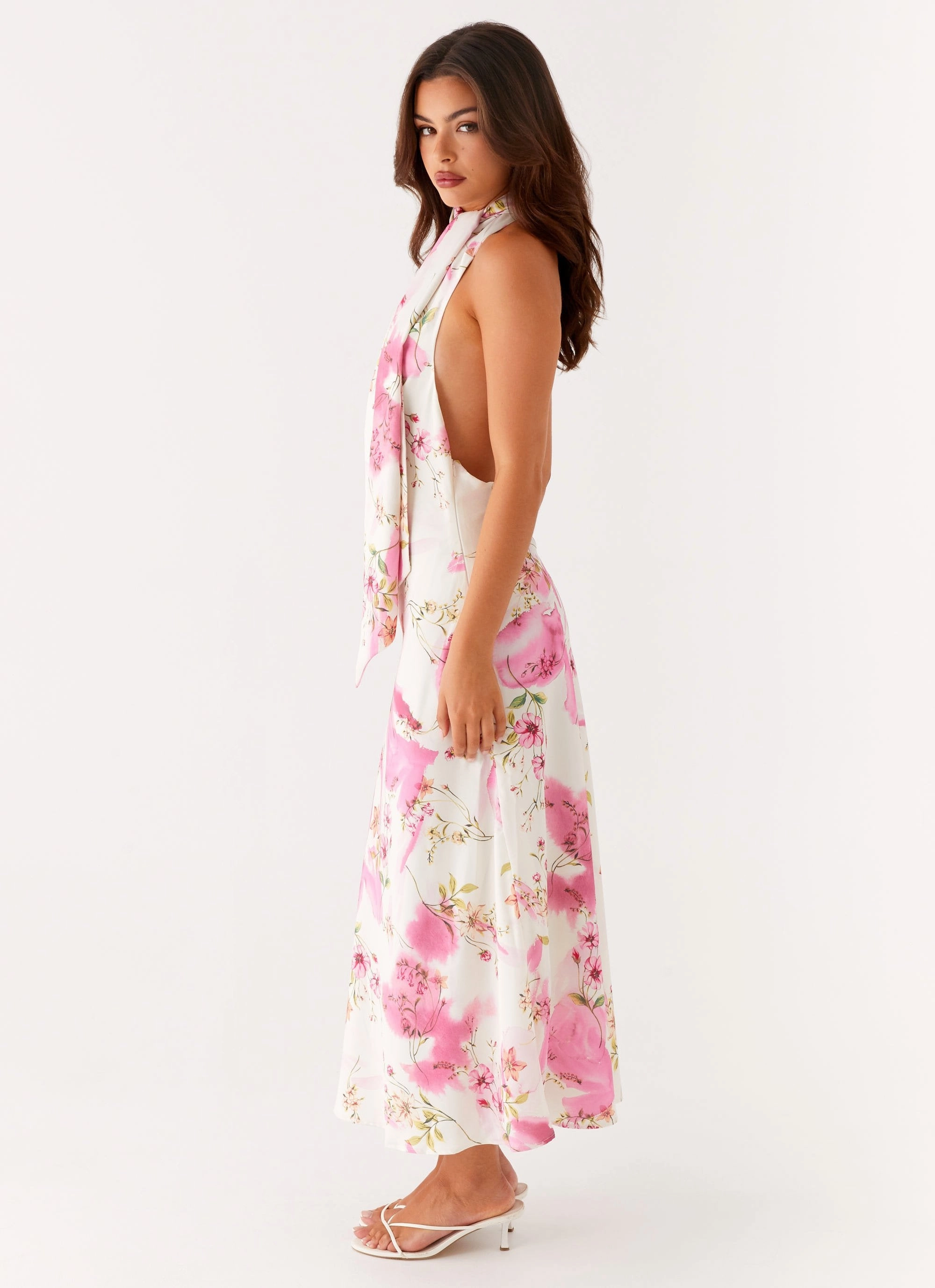 Jensen Midi Dress - Ivory Floral Print Cozy Energy Relaxed Waist