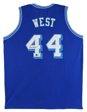 Jerry West Authentic Signed Blue Throwback Pro Style Jersey Autographed BAS Wit