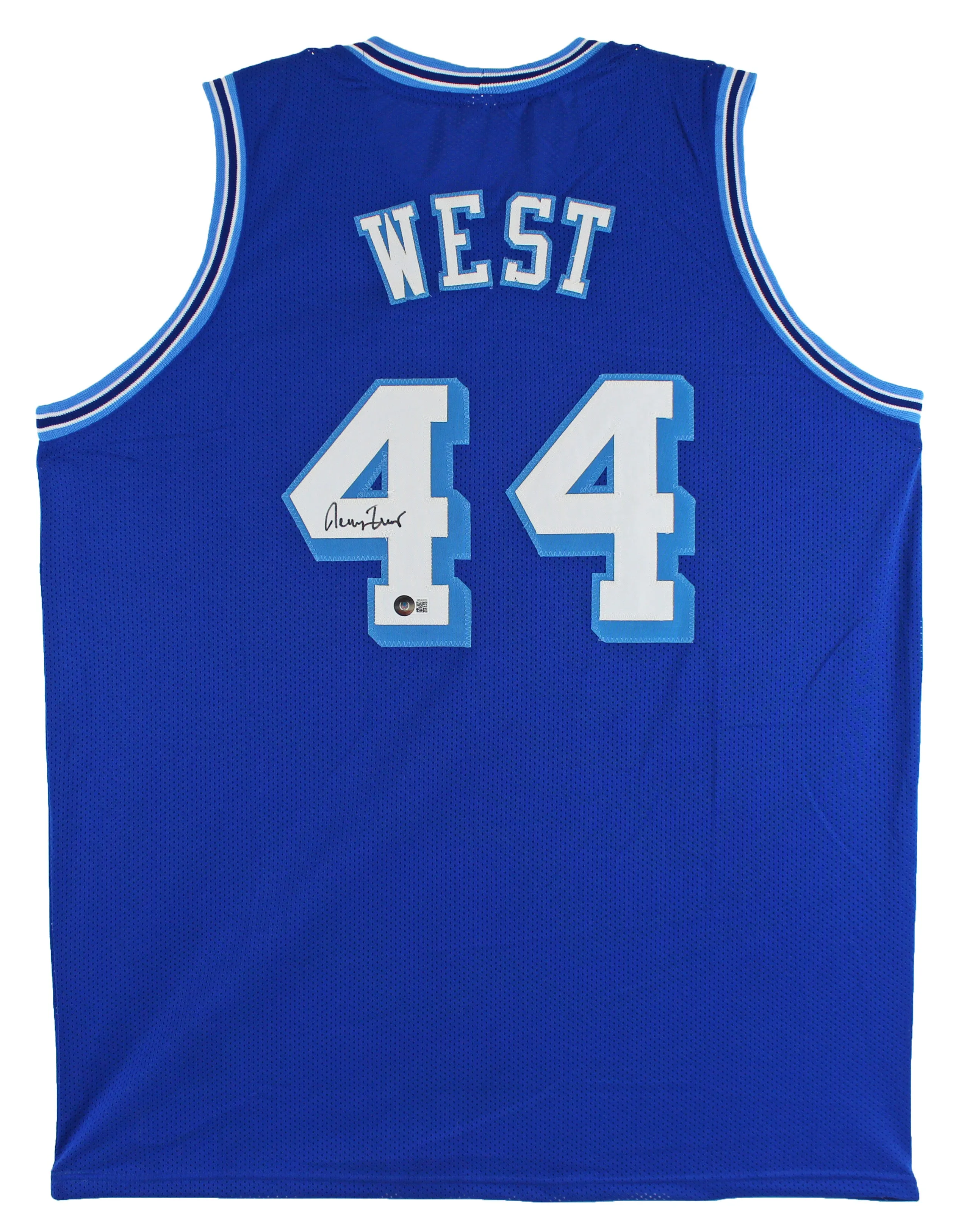 Jerry West Authentic Signed Blue Throwback Pro Style Jersey Autographed BAS Wit