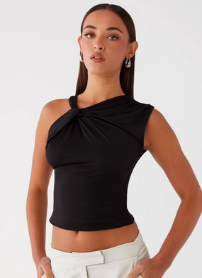 Jesse Twist Shoulder Top - Black PreShrunk Fabric