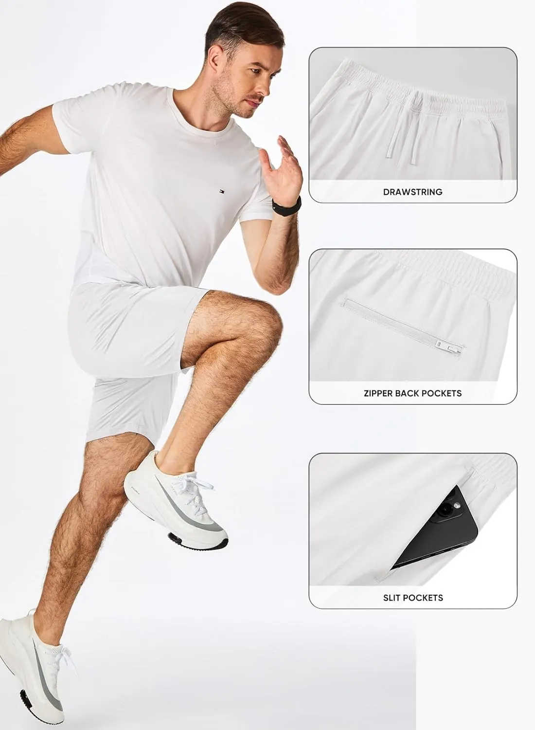 JMIERR Mens Running Shorts 7 Inch Lightweight Quick Dry Workout Summer Athletic Gym Shorts with Zipper Pocket