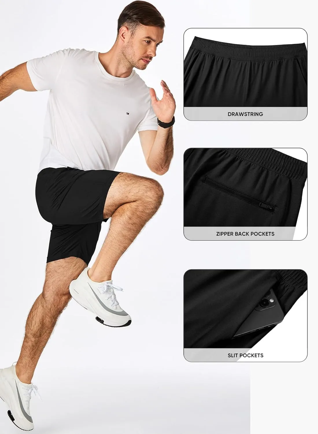 JMIERR Mens Running Shorts 7 Inch Lightweight Quick Dry Workout Summer Athletic Gym Shorts with Zipper Pocket