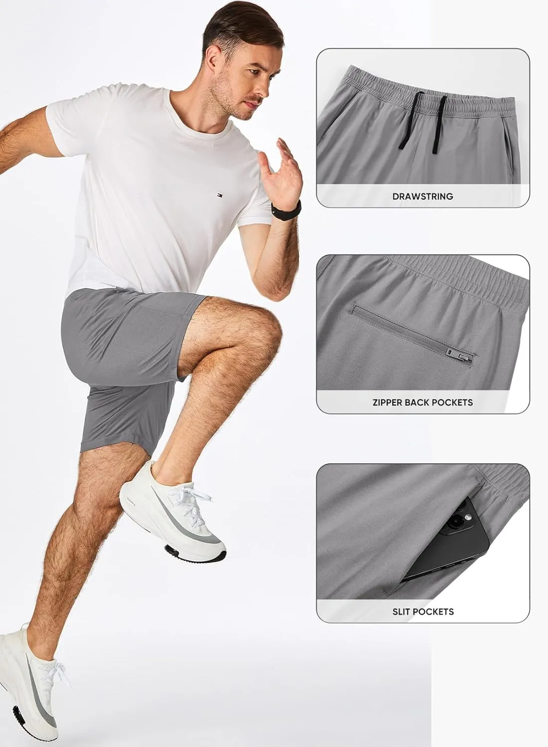 JMIERR Mens Running Shorts 7 Inch Lightweight Quick Dry Workout Summer Athletic Gym Shorts with Zipper Pocket