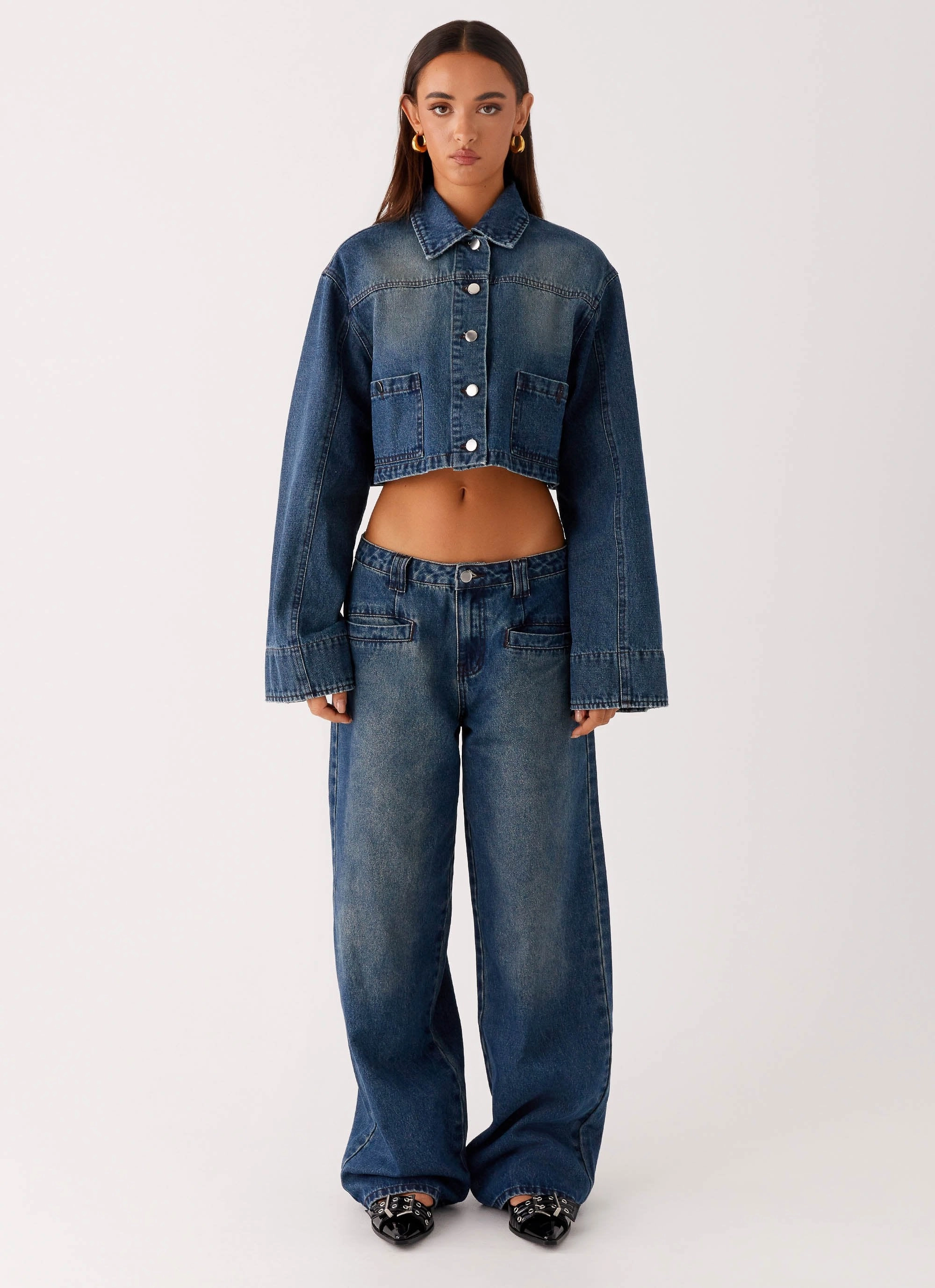 Joan Cropped Denim Jacket - Indigo Recycled materials